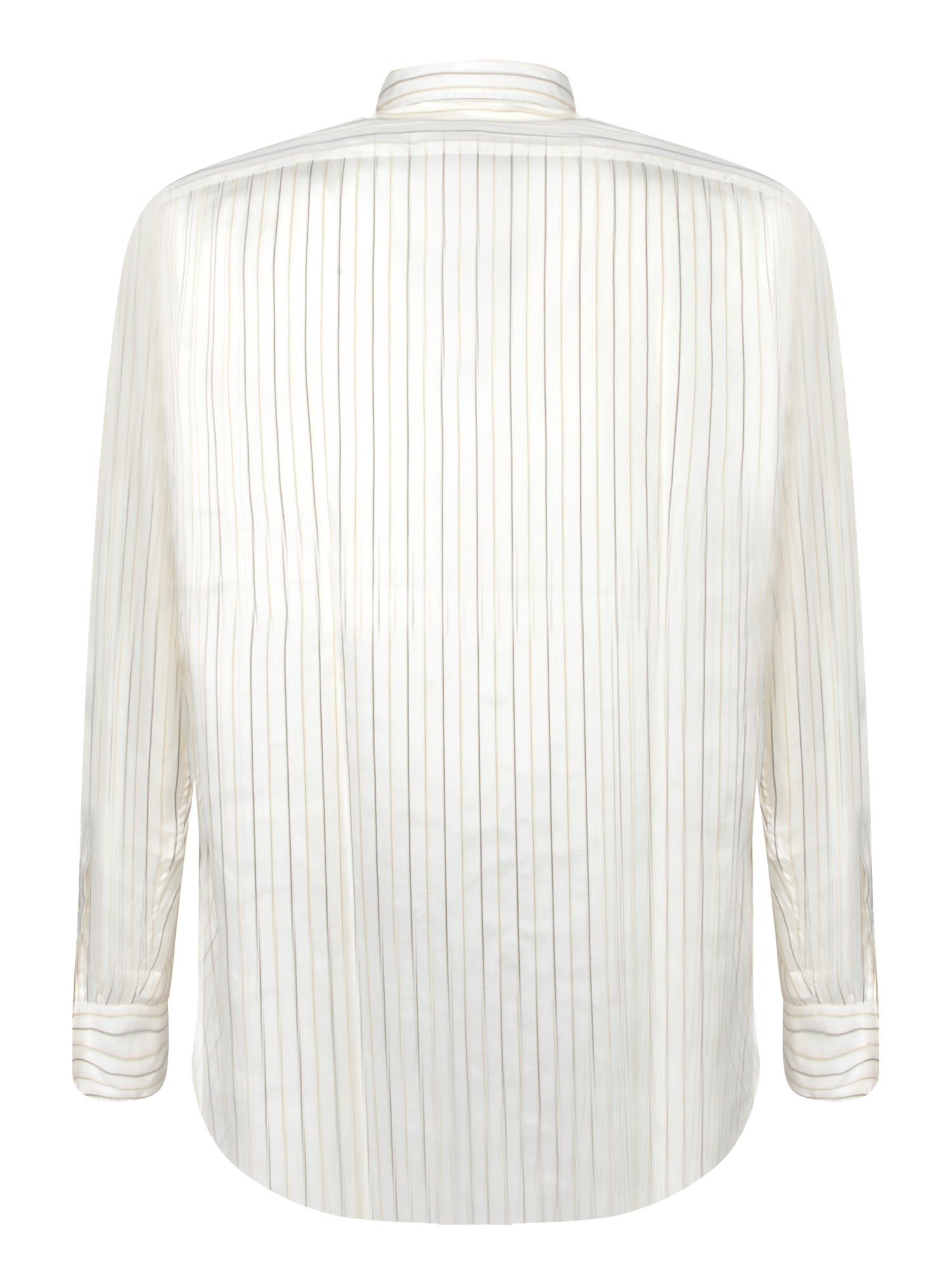 Lardini Vertical Striped Silk And Cotton Shirt In White