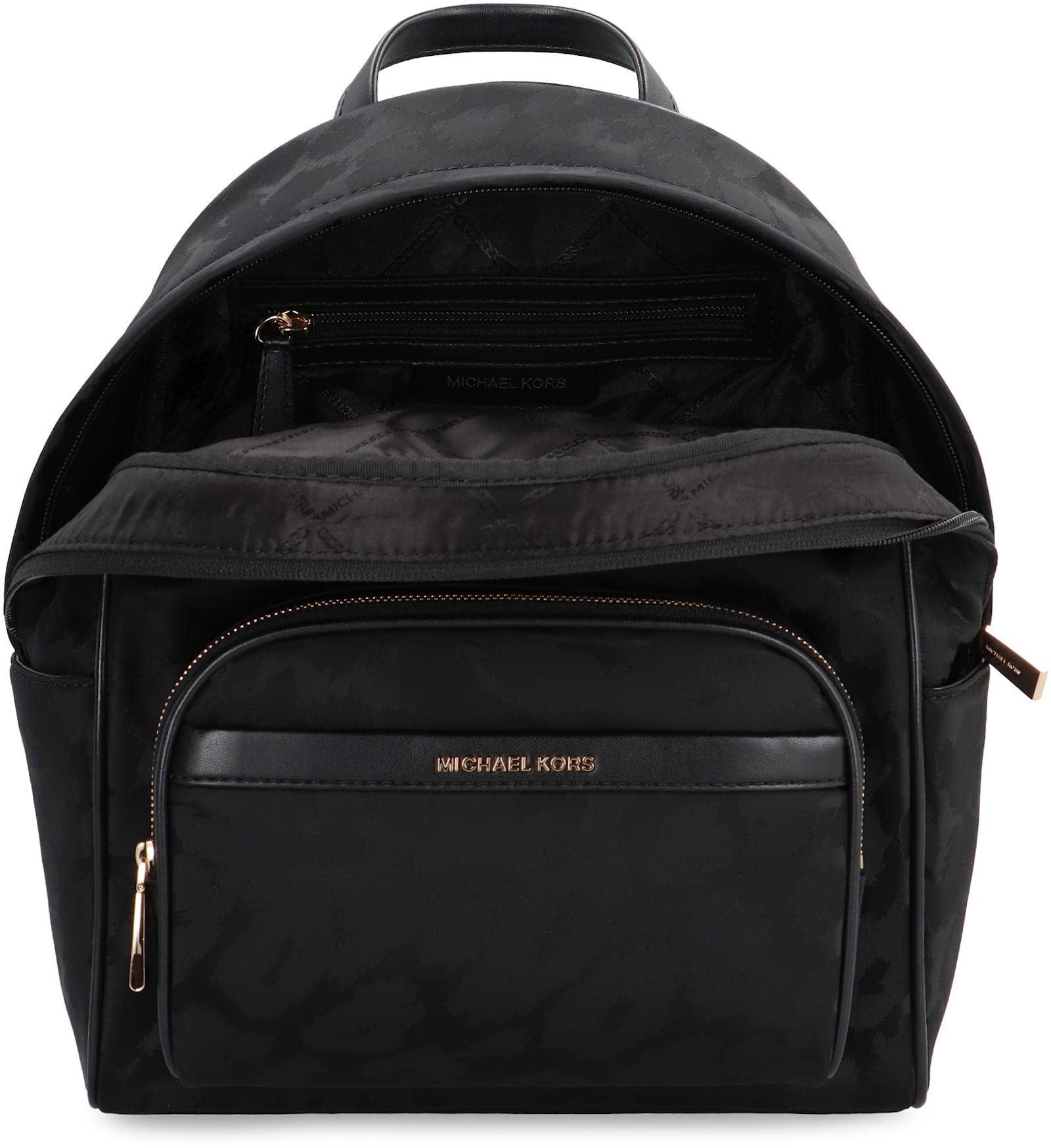 Shop Michael Michael Kors Bex Leather And Canvas Backpack In Black