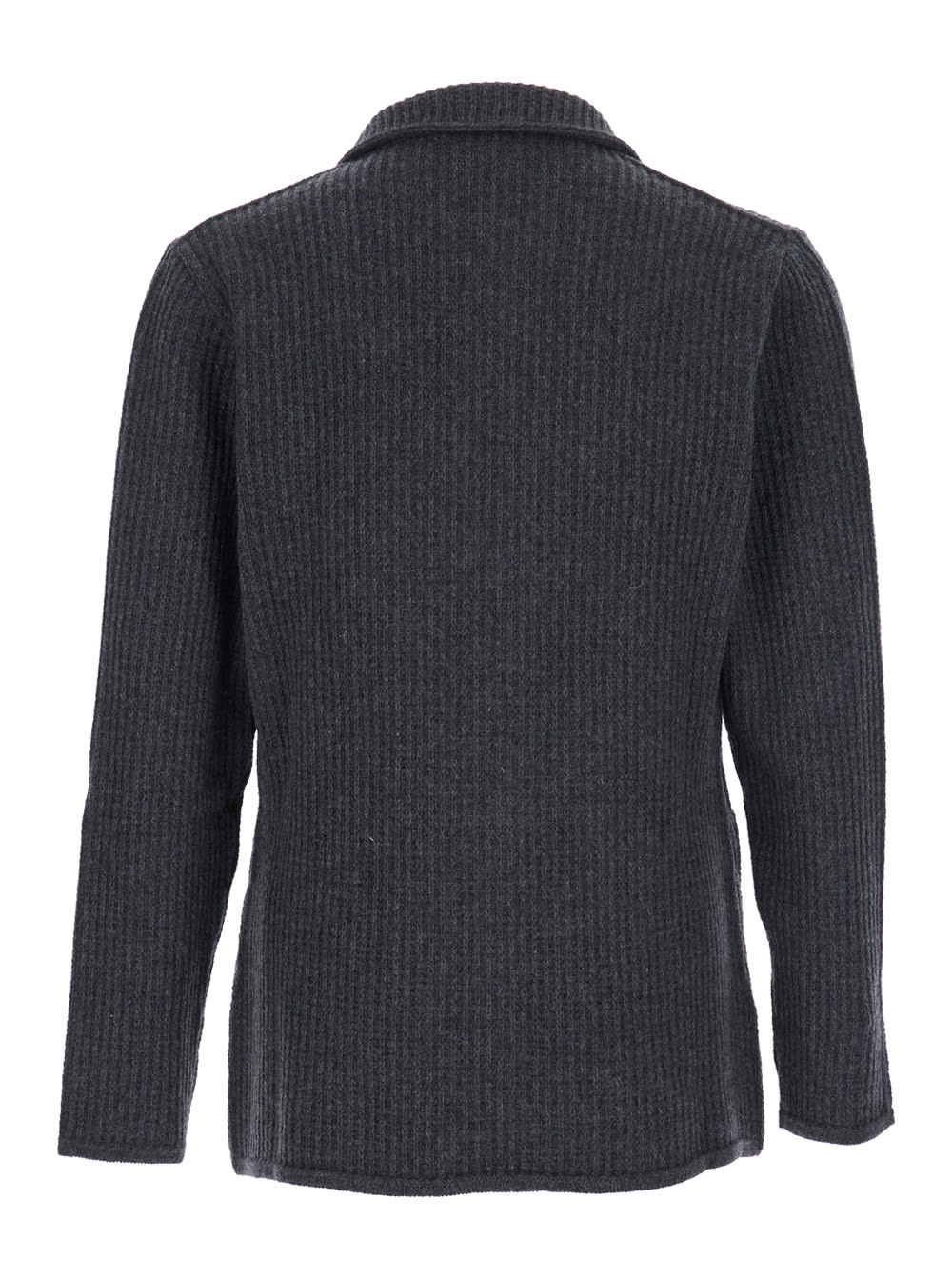 Lardini Ribbed Two-button Blazer Cardigan In Gray