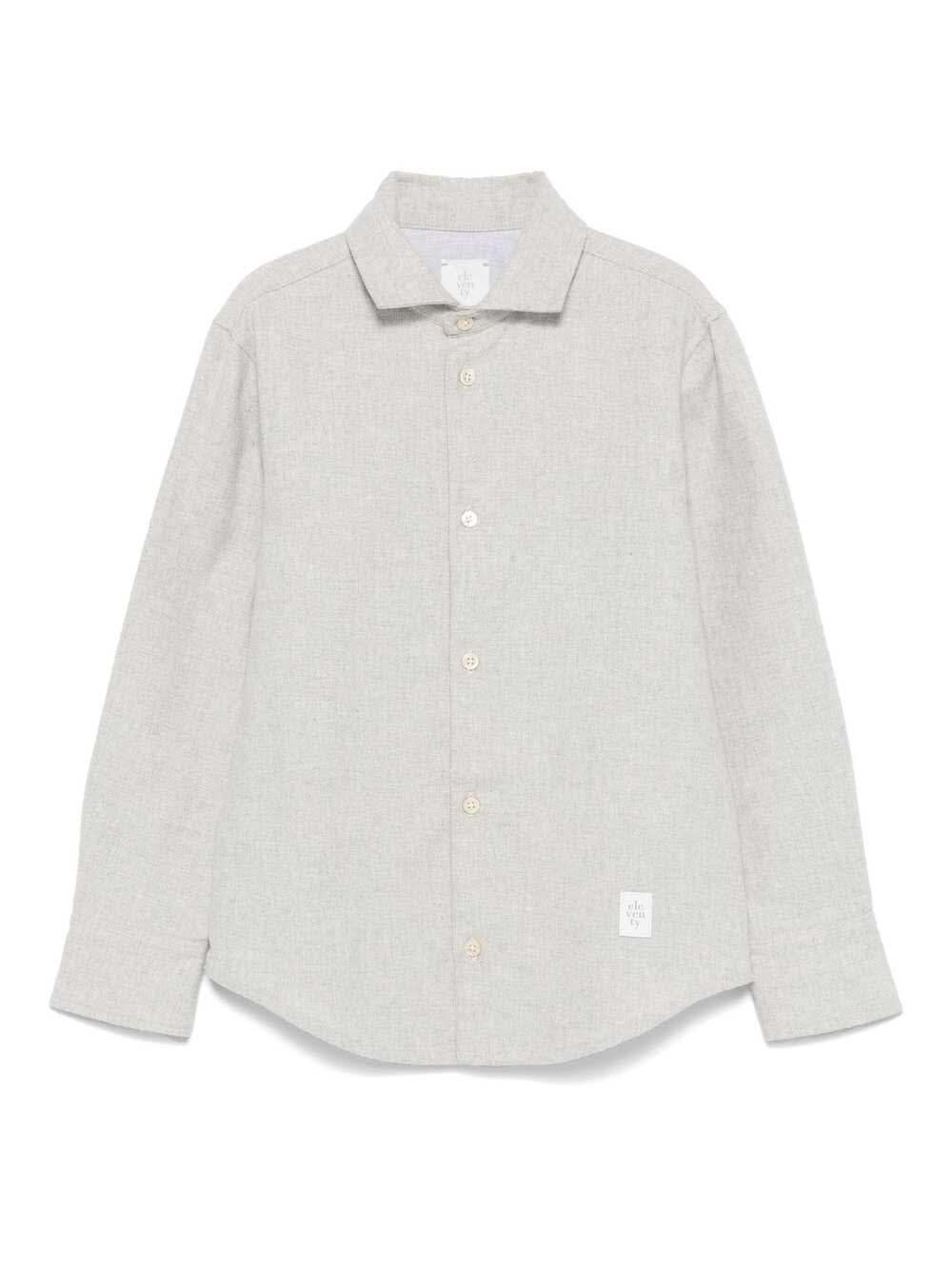 ELEVENTY MELANGE LIGHT GREY COTTON SHIRT 