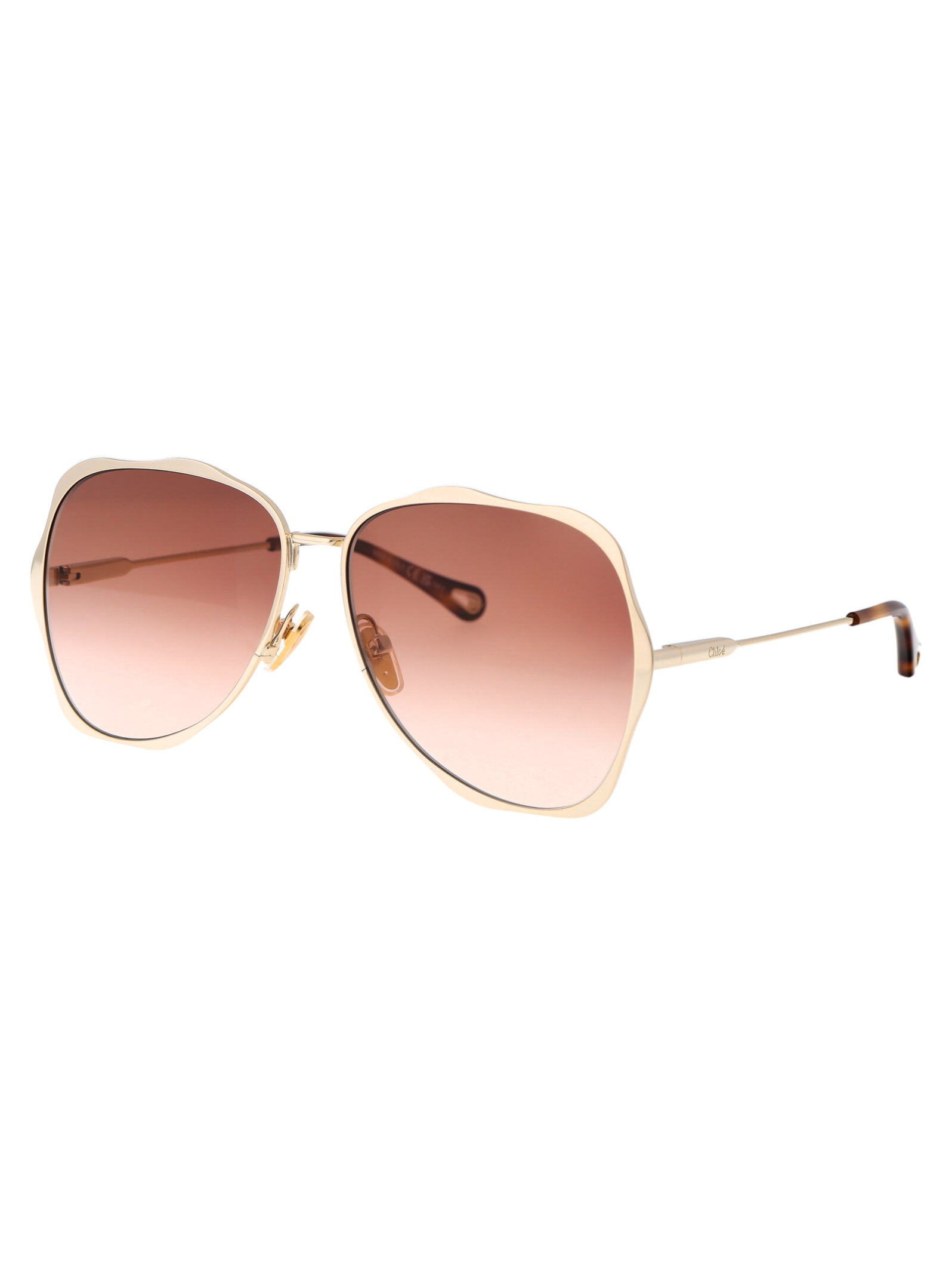 Shop Chloé Ch0183s Sunglasses In 003 Gold Gold Orange