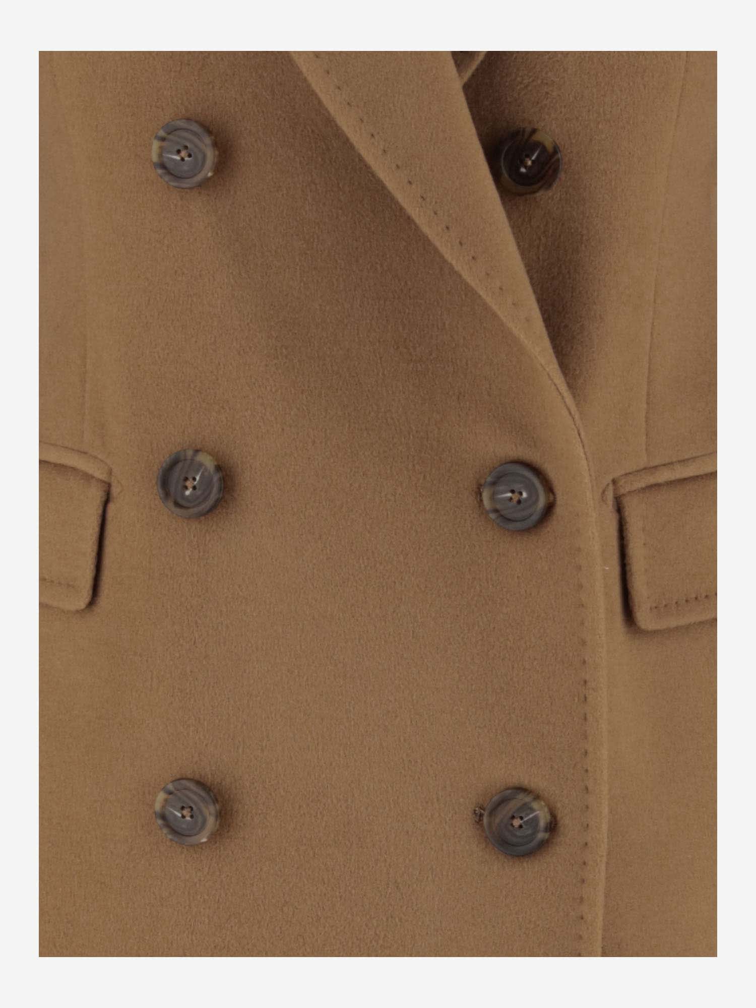 Tagliatore Angora And Wool Double-breasted Coat In Brown
