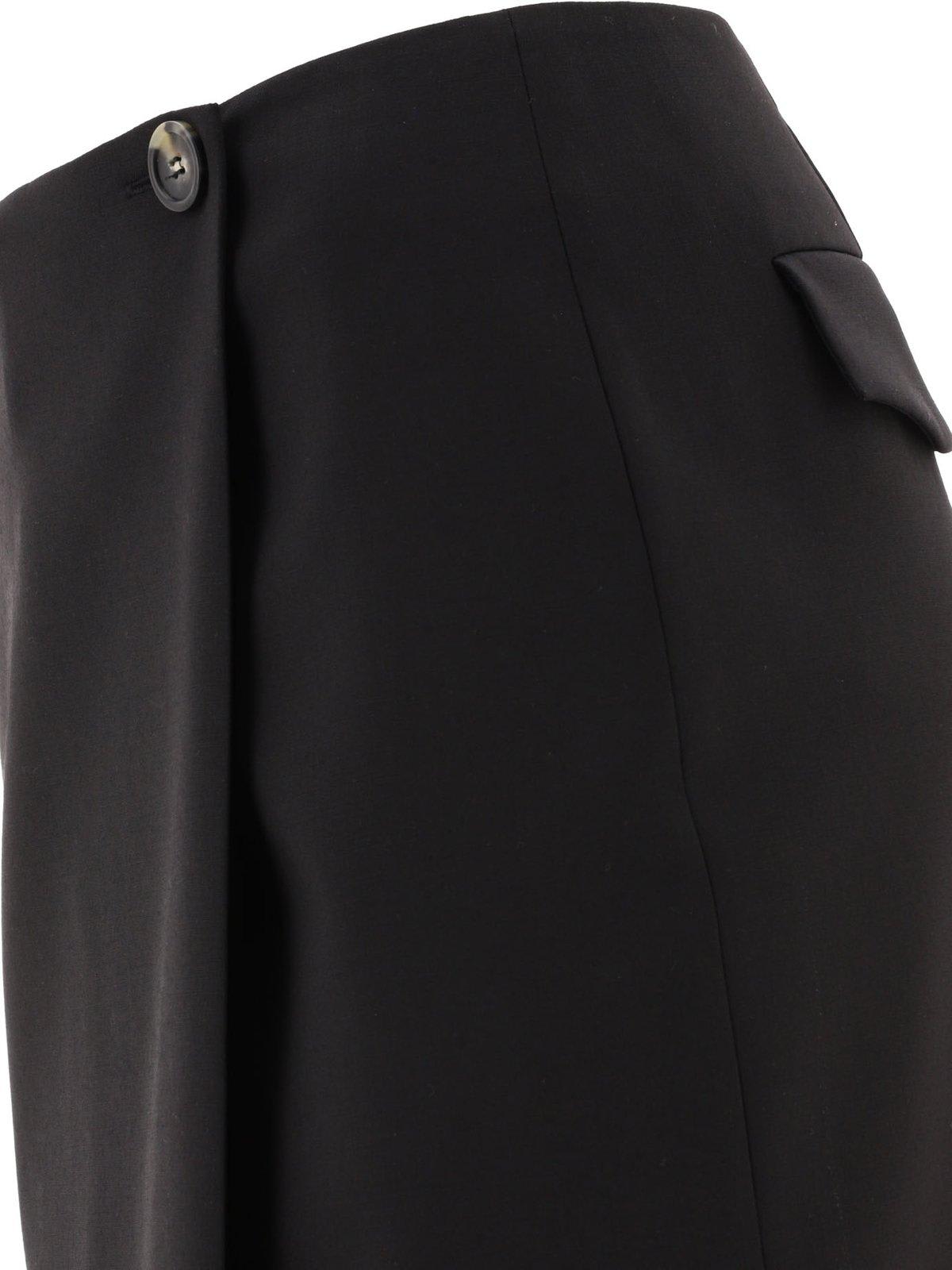 Shop Sportmax Meris Button Detailed Wap Skirt In Nero