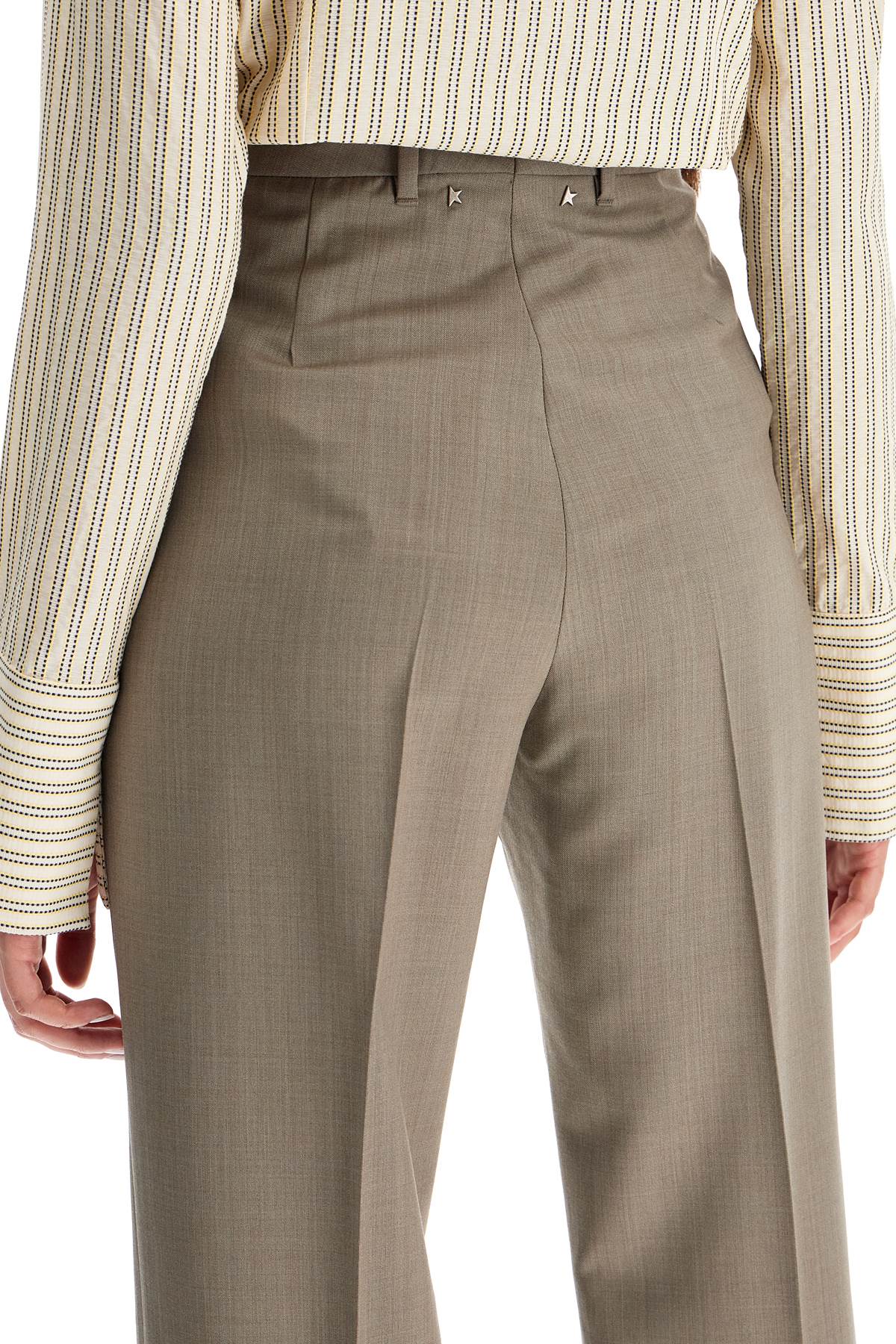 Shop Golden Goose Lightweight Tailored Wool Trousers In Fallen Rock