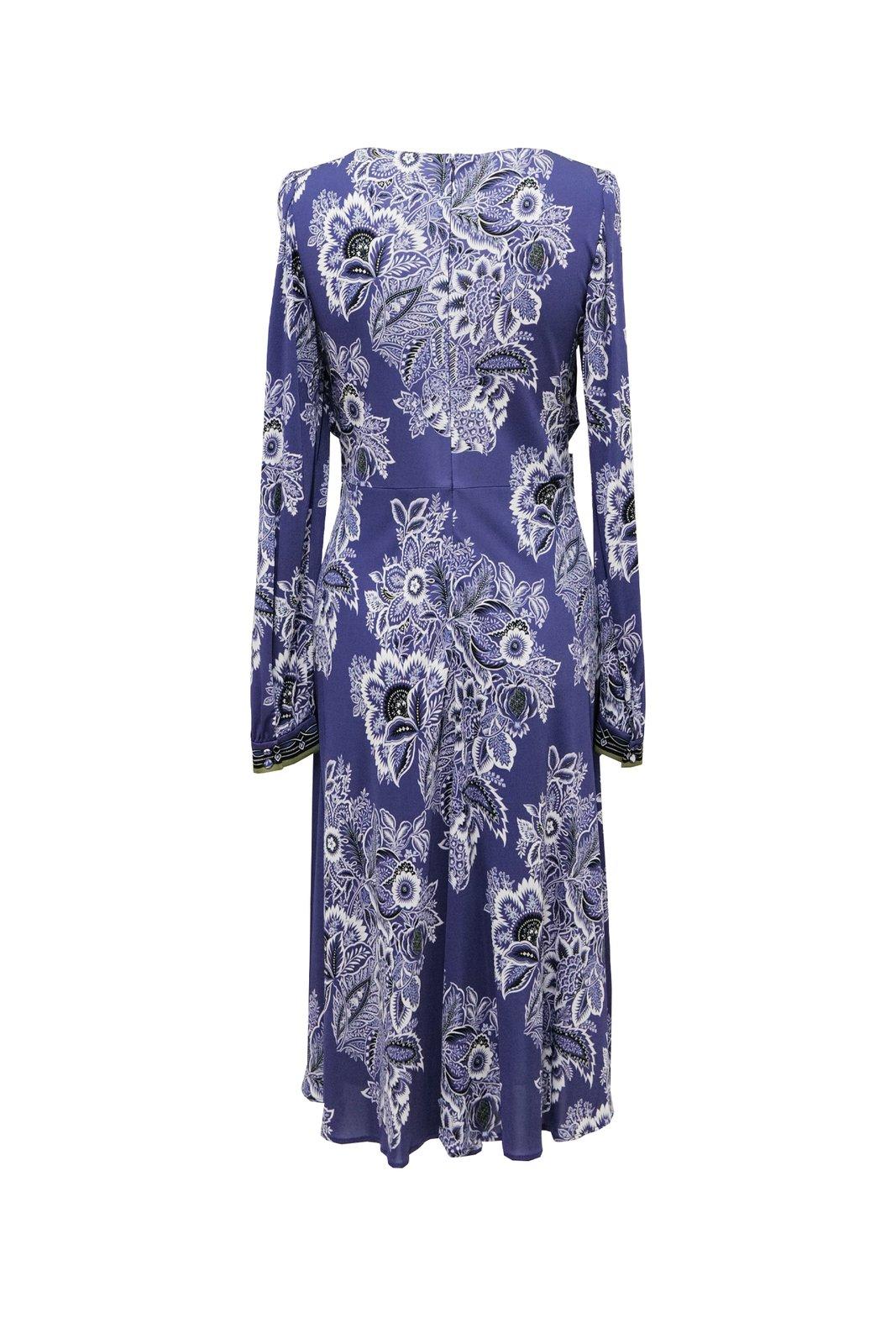 Shop Etro Floral-printed Plunging V-neck Midi Dress In Blue/white