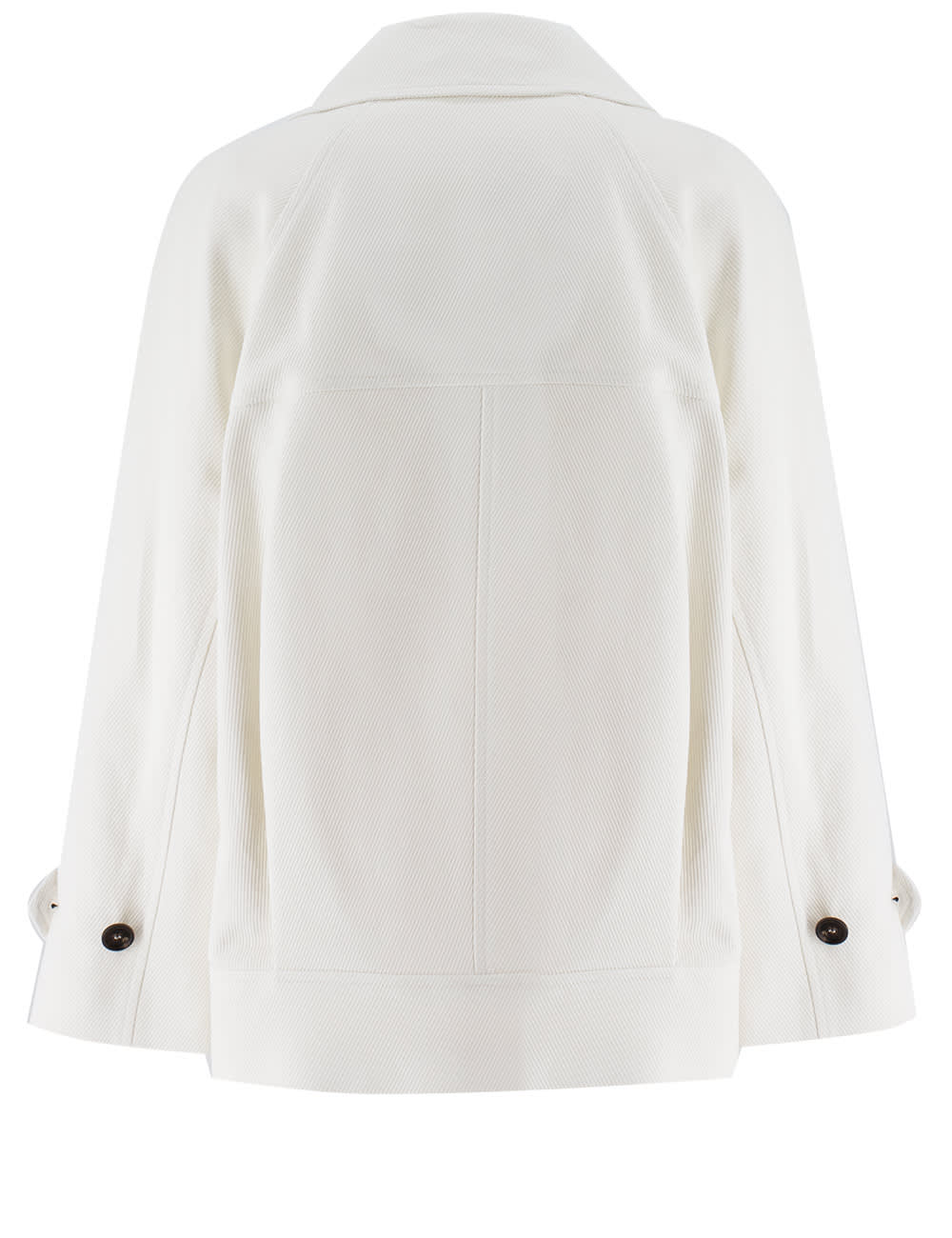 Brunello Cucinelli White Double Breasted Jacket With Beaded Jewelry Decoration In Cotton And Linen B In Panna