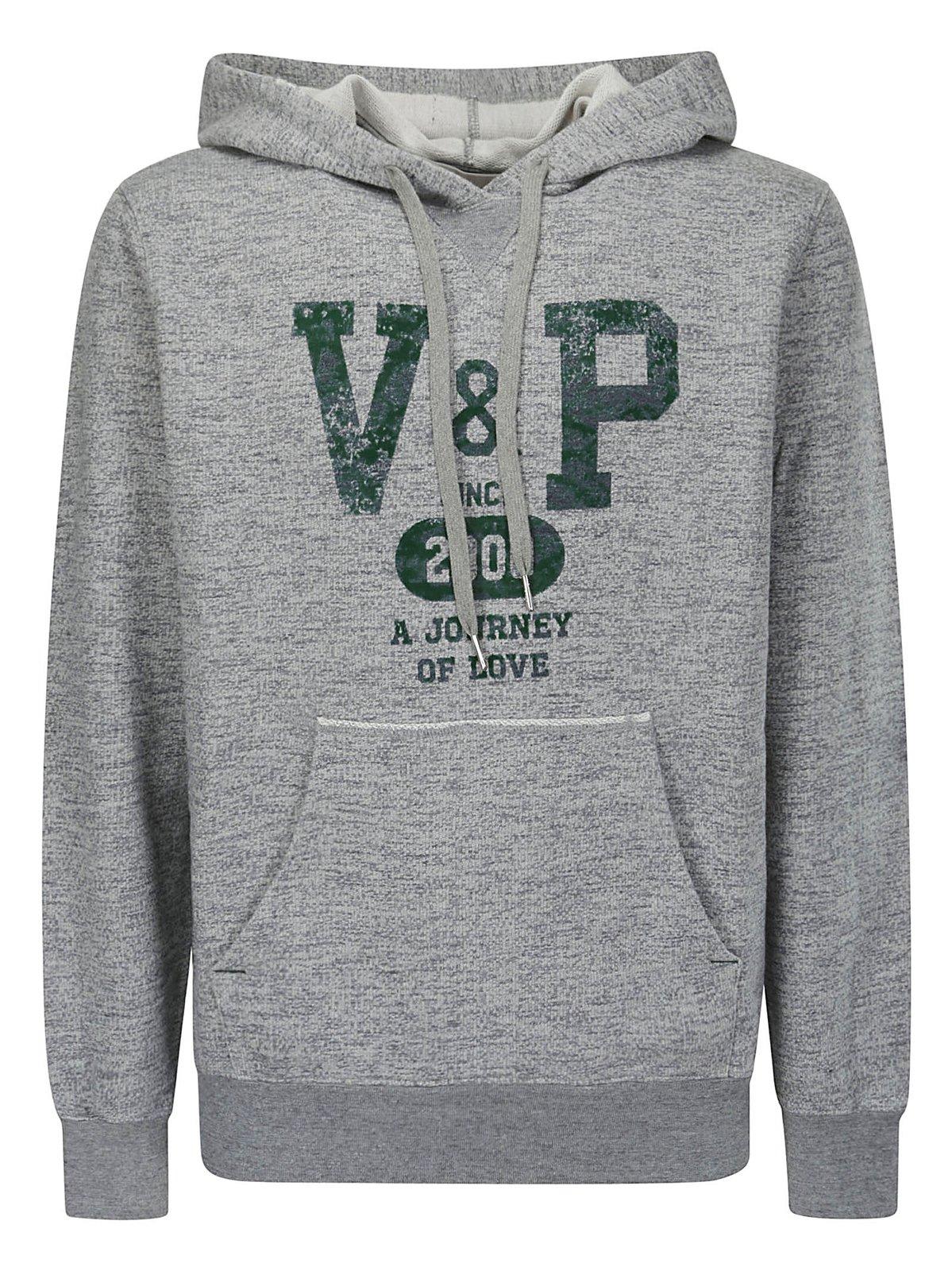 Shop Golden Goose Graphic Printed Drawstring Hoodie In Grey/dark Green