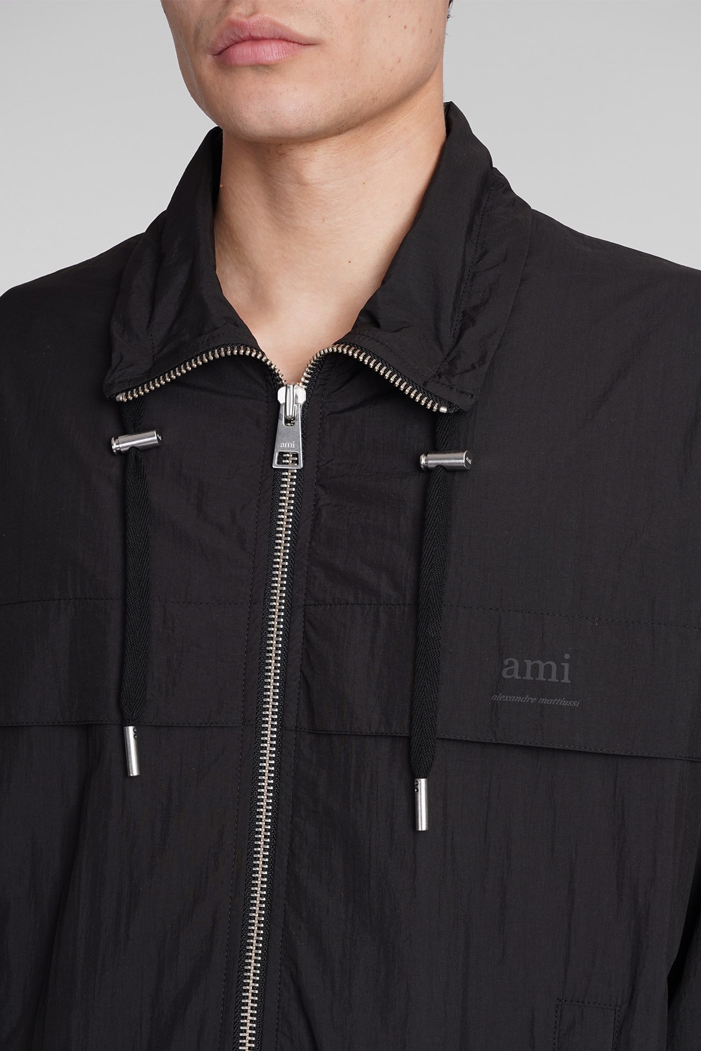 Shop Ami Alexandre Mattiussi Casual Jacket In Black Polyamide
