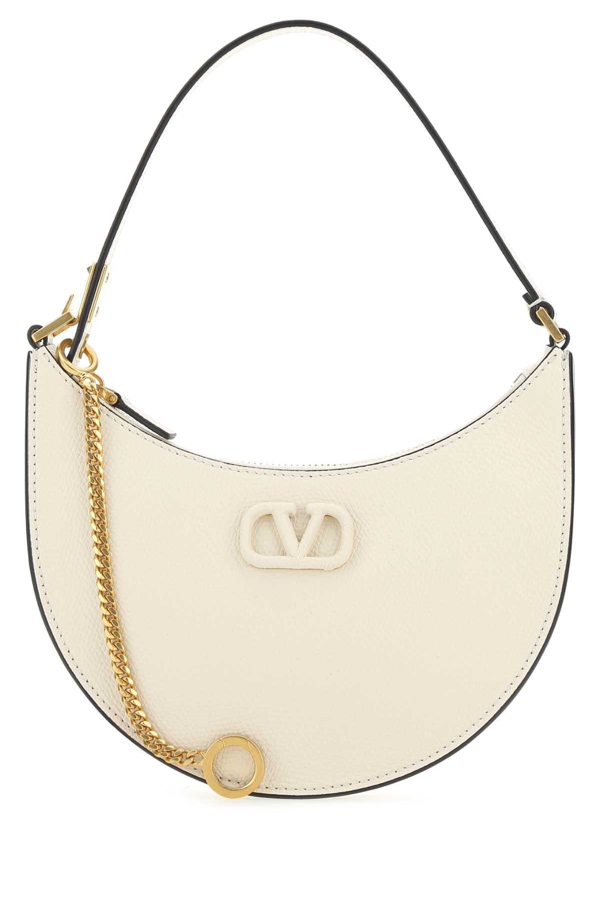 Shop Valentino Ivory Leather Mini Vlogo Signature Handbag In Lightivory