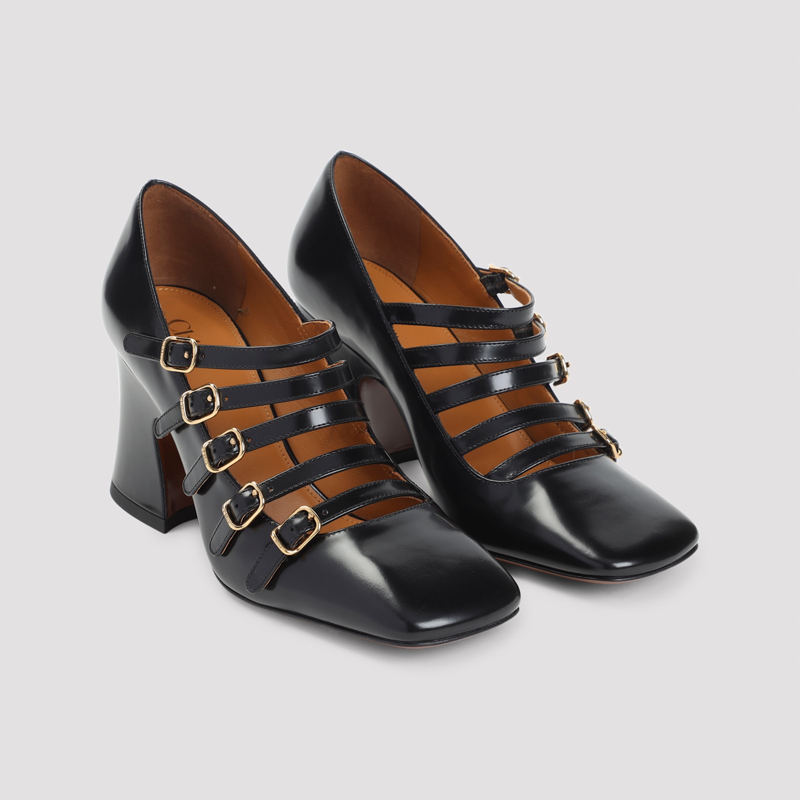 Chloé Janis 75 Multi-strap Pumps In Black