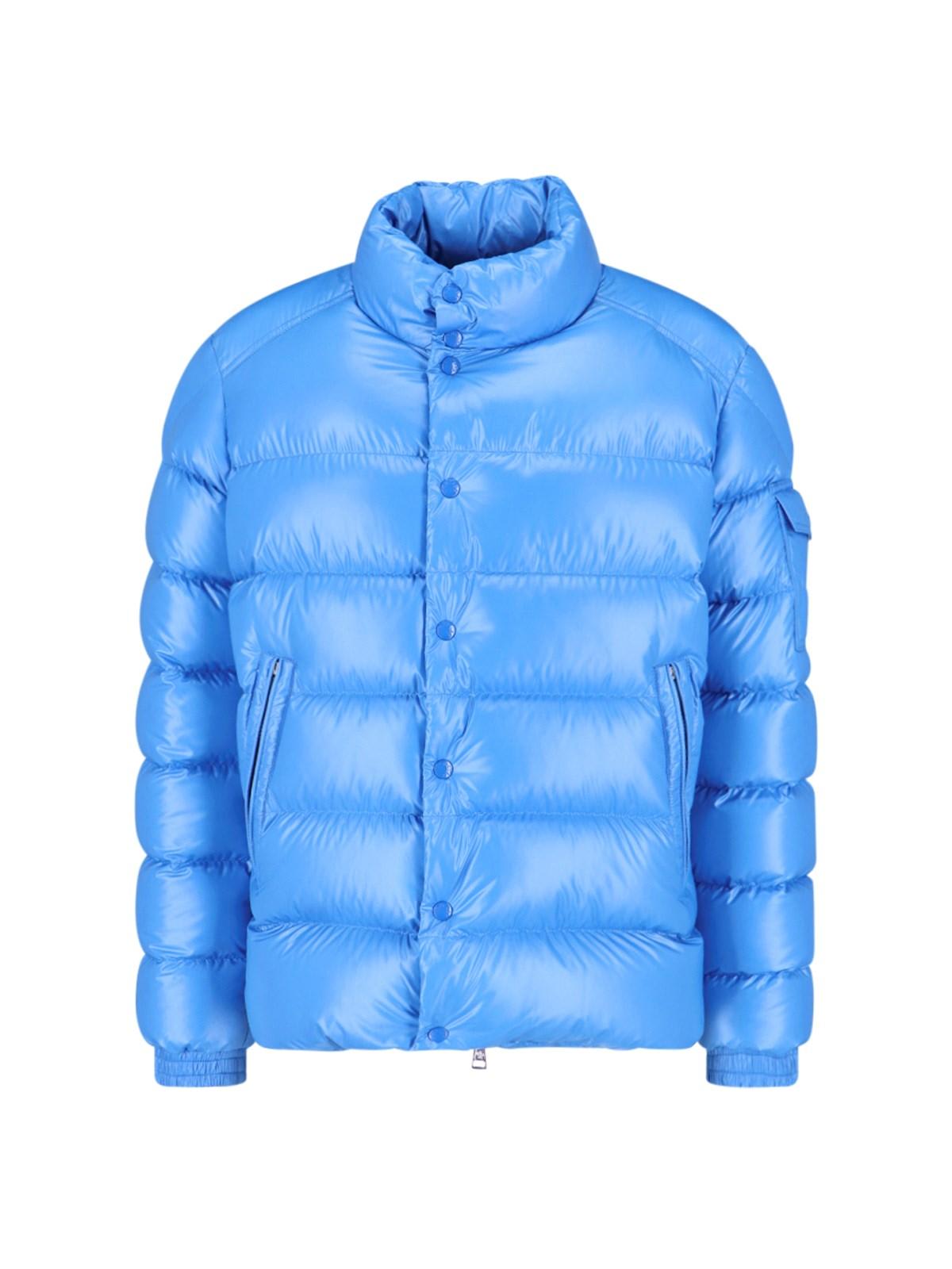 Shop Moncler Blue Polyester Lule Down Jacket In Azure