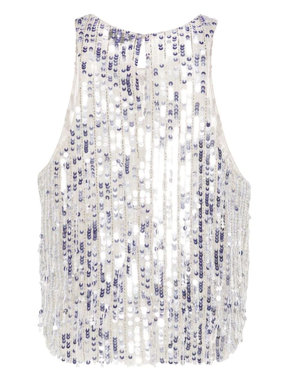 Shop Elisabetta Franchi Top With Paillettes In Silver