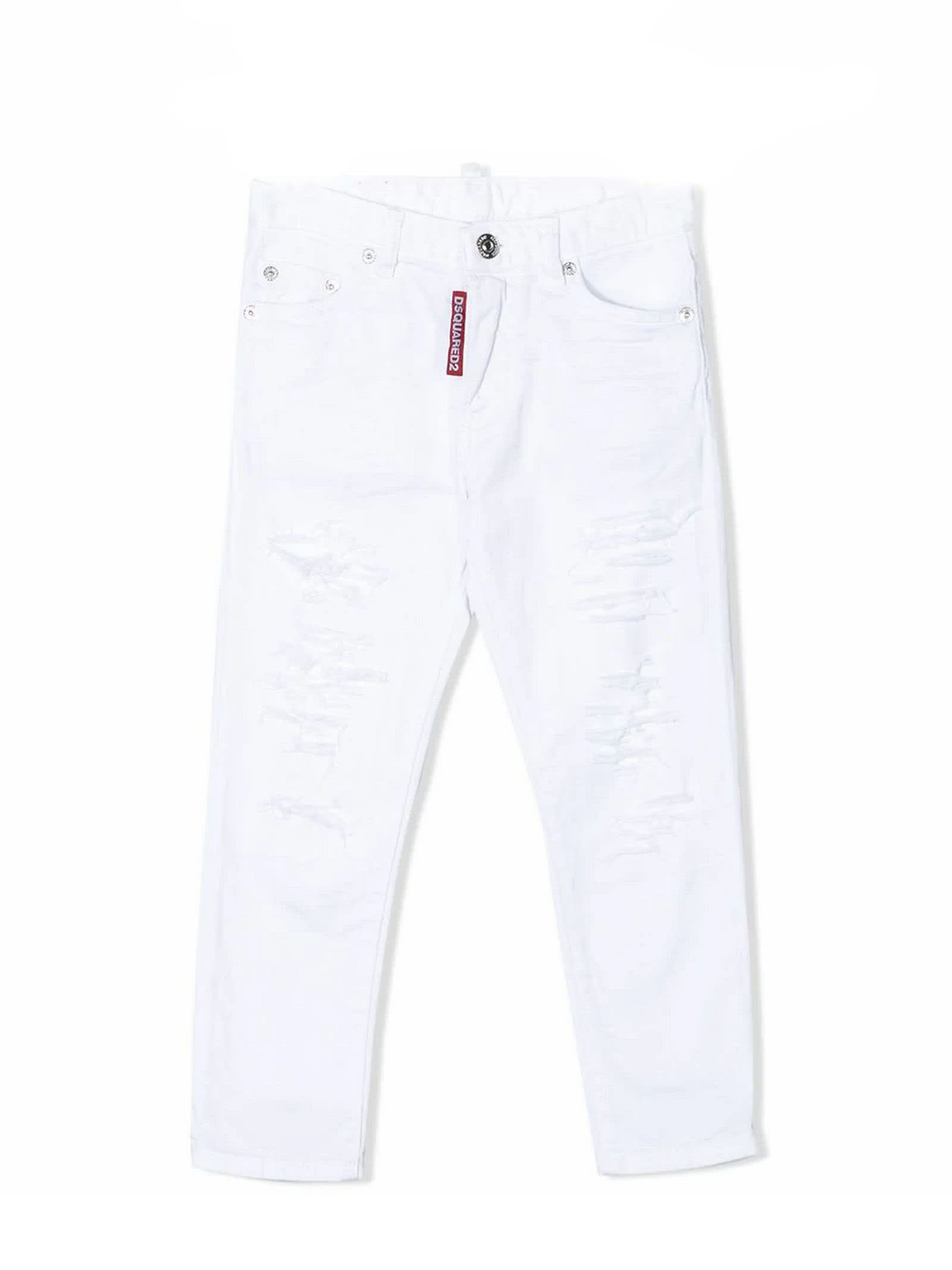 Dsquared2 White Stretch Cotton Jeans