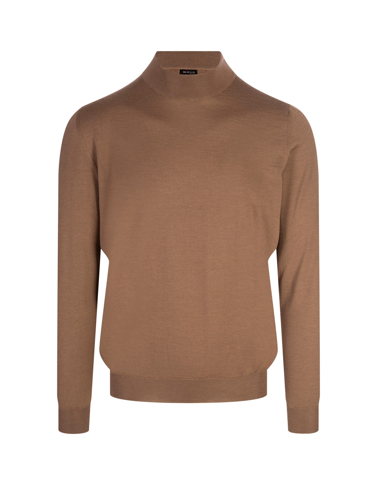 Camel Silk And Cashmere Mock-neck Pullover