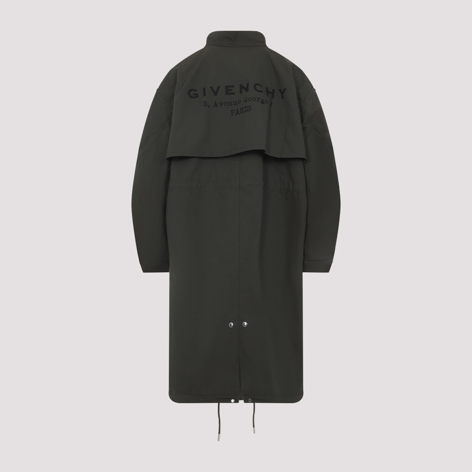 Givenchy Cotton Jacket With Back Slit And Drawstrings In Brown