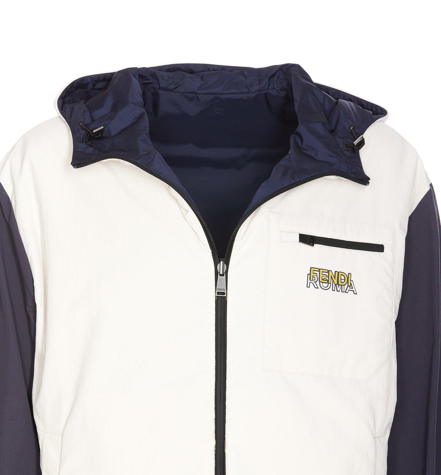 Shop Fendi Reversible Zipped Jacket In Navy
