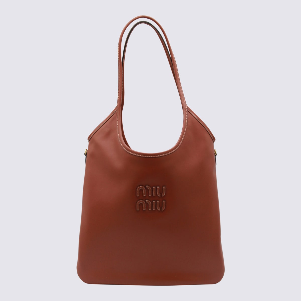 Miu Miu Rust Leather Ivy Tote Bag In Brown