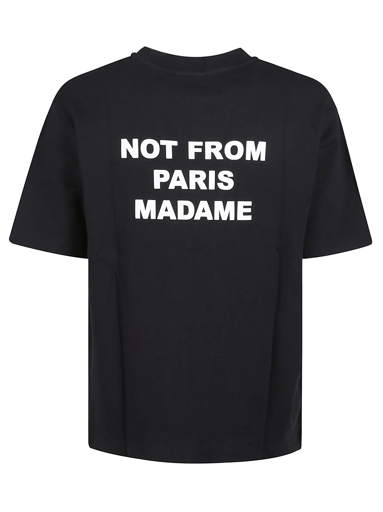 Drôle De Monsieur Black Crewneck T-shirt With Slogan Print On The Front And Back In Black