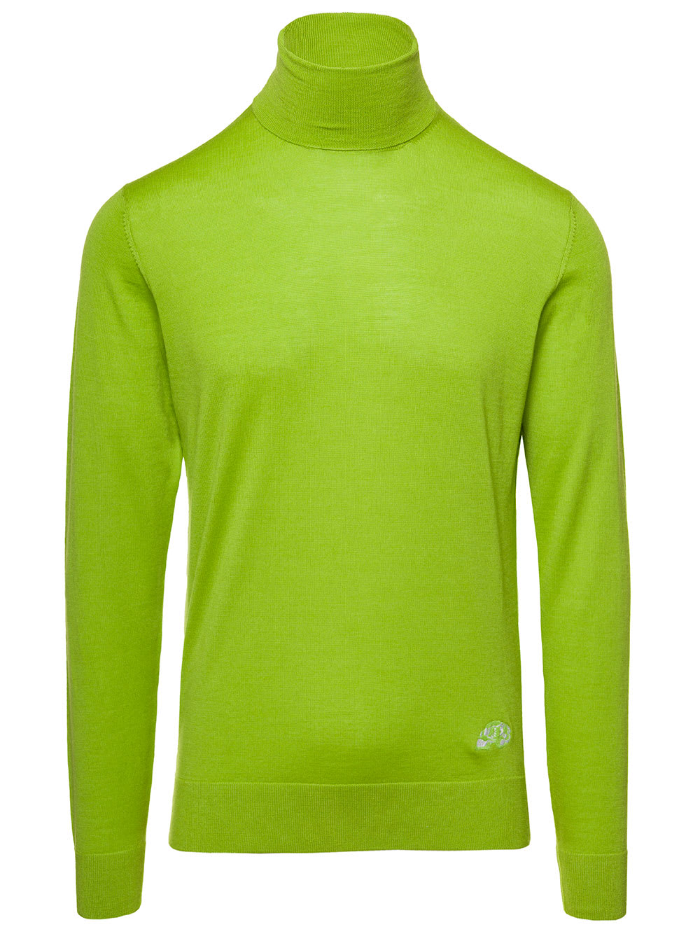 Lime Green Turtleneck Sweater In Wool, Silk And Cashmere Man Gabriele Pasini