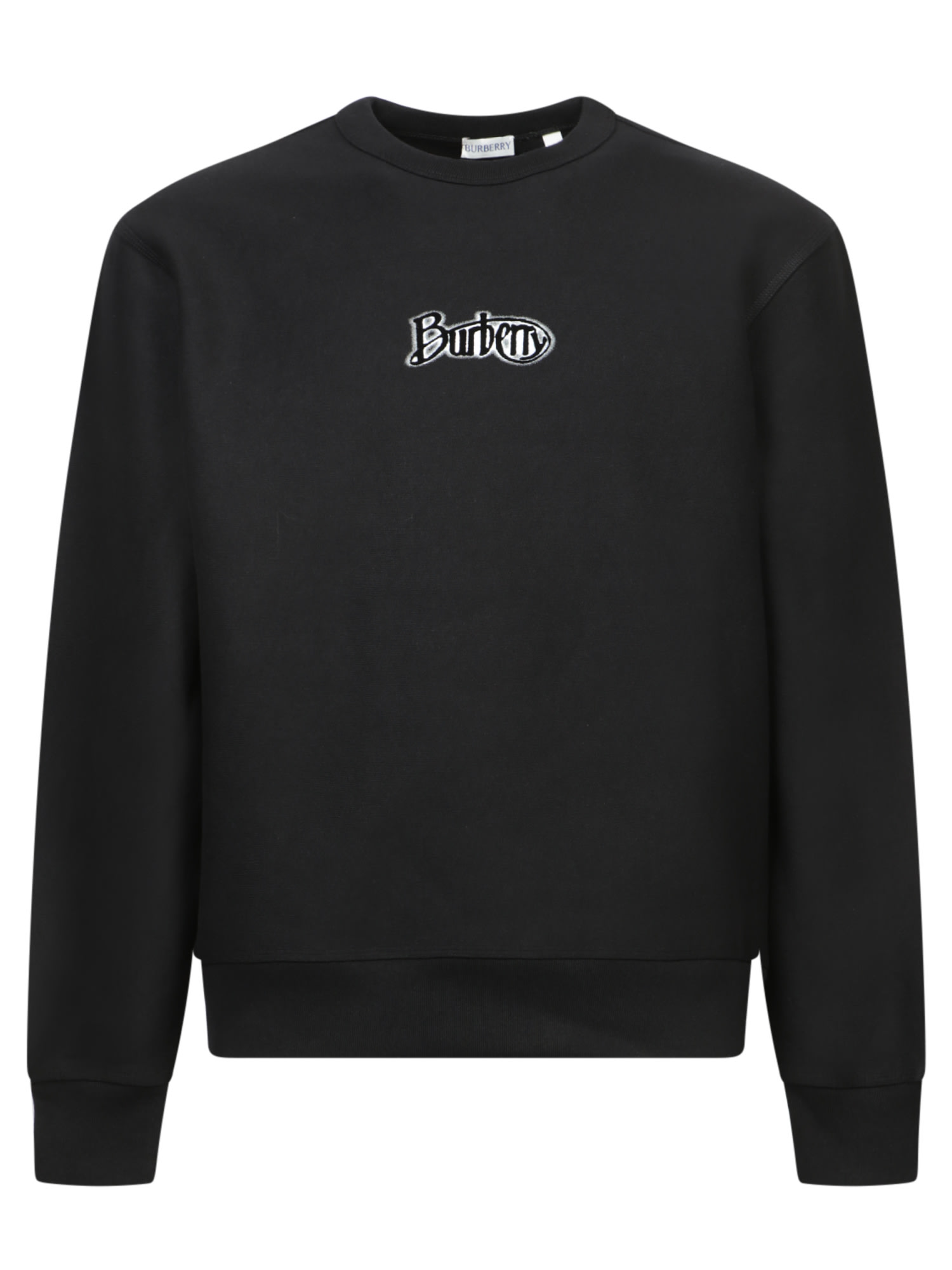 Shop Burberry Black Logo Crewneck Sweatshirt