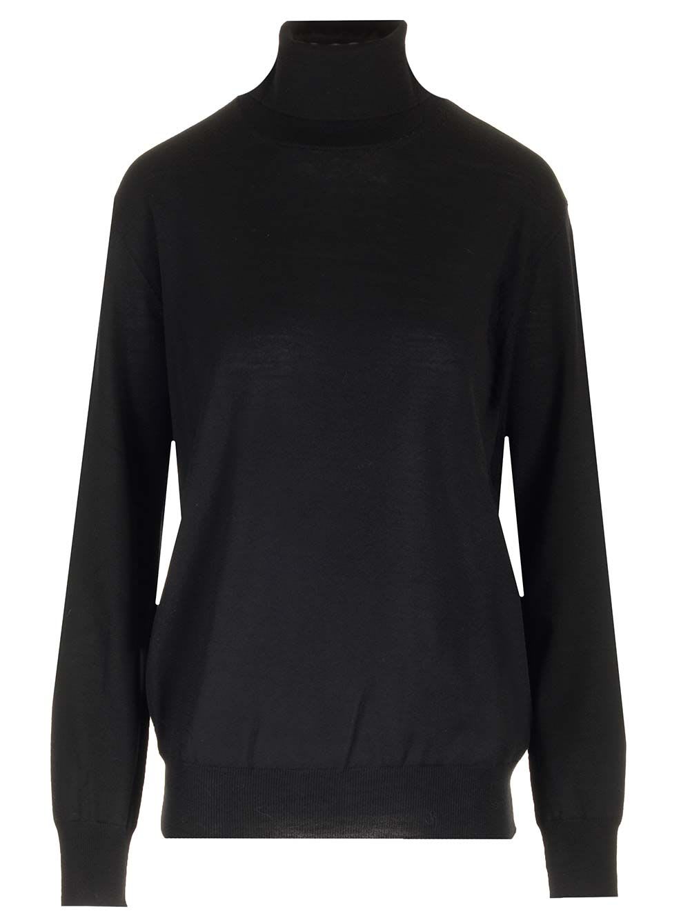 Shop Jil Sander Wool Jersey Turtleneck In Black