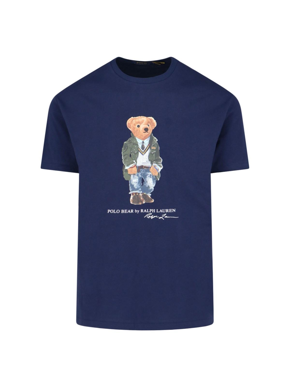Shop Ralph Lauren Polo Bear T-shirt In Sp24 Newport Navy