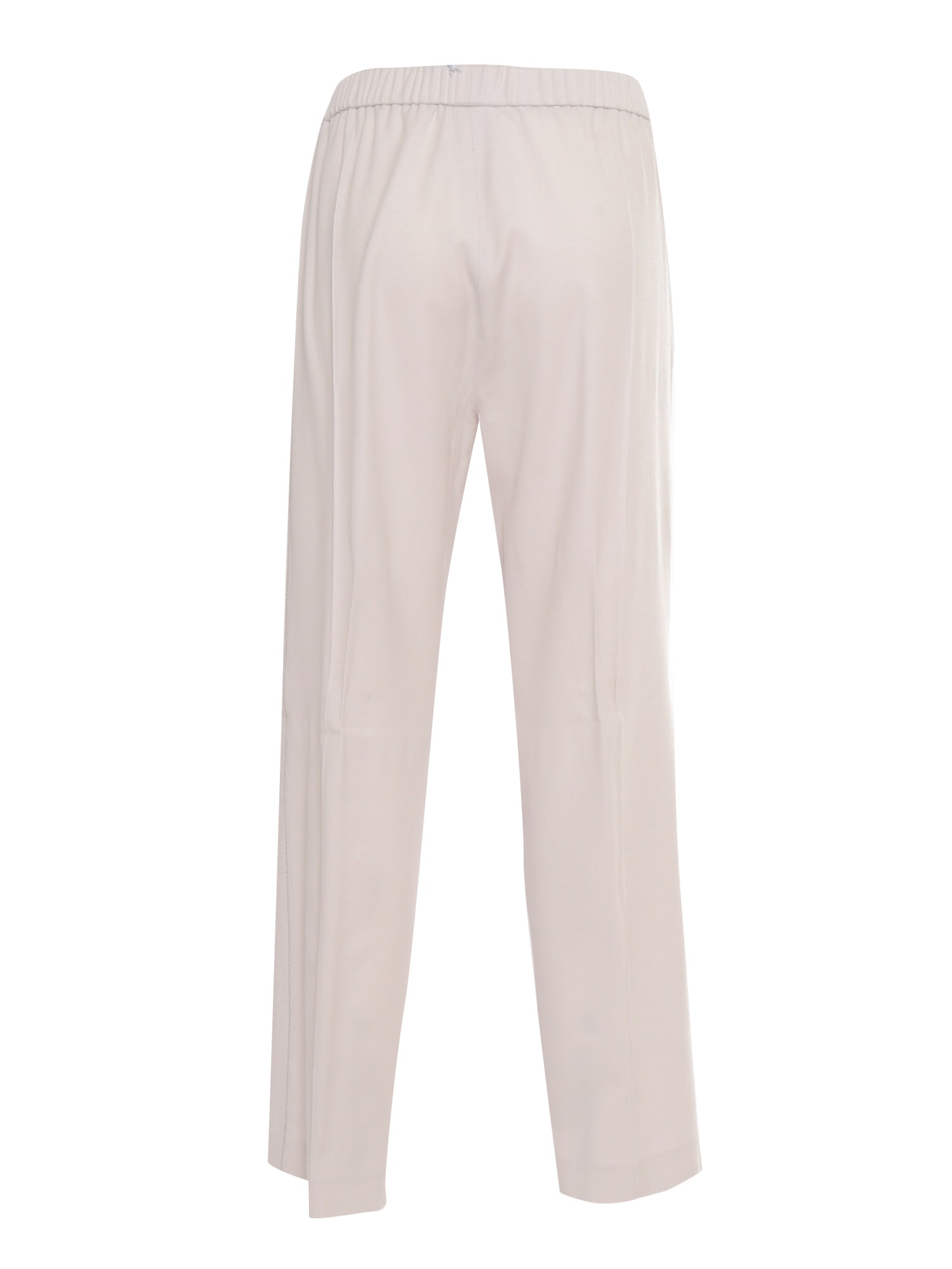 Fabiana Filippi Flannel Jogging Trousers With Front Creasand Filo Diam In Beige
