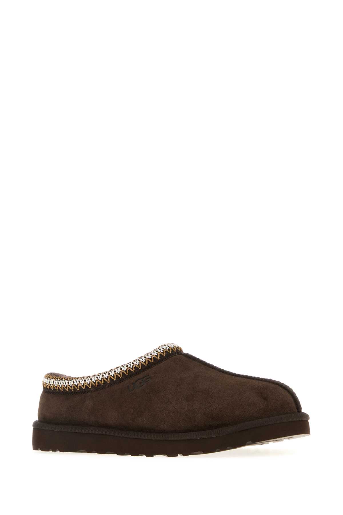 Ugg Dark Brown Suede Tasman Slippers In Brown