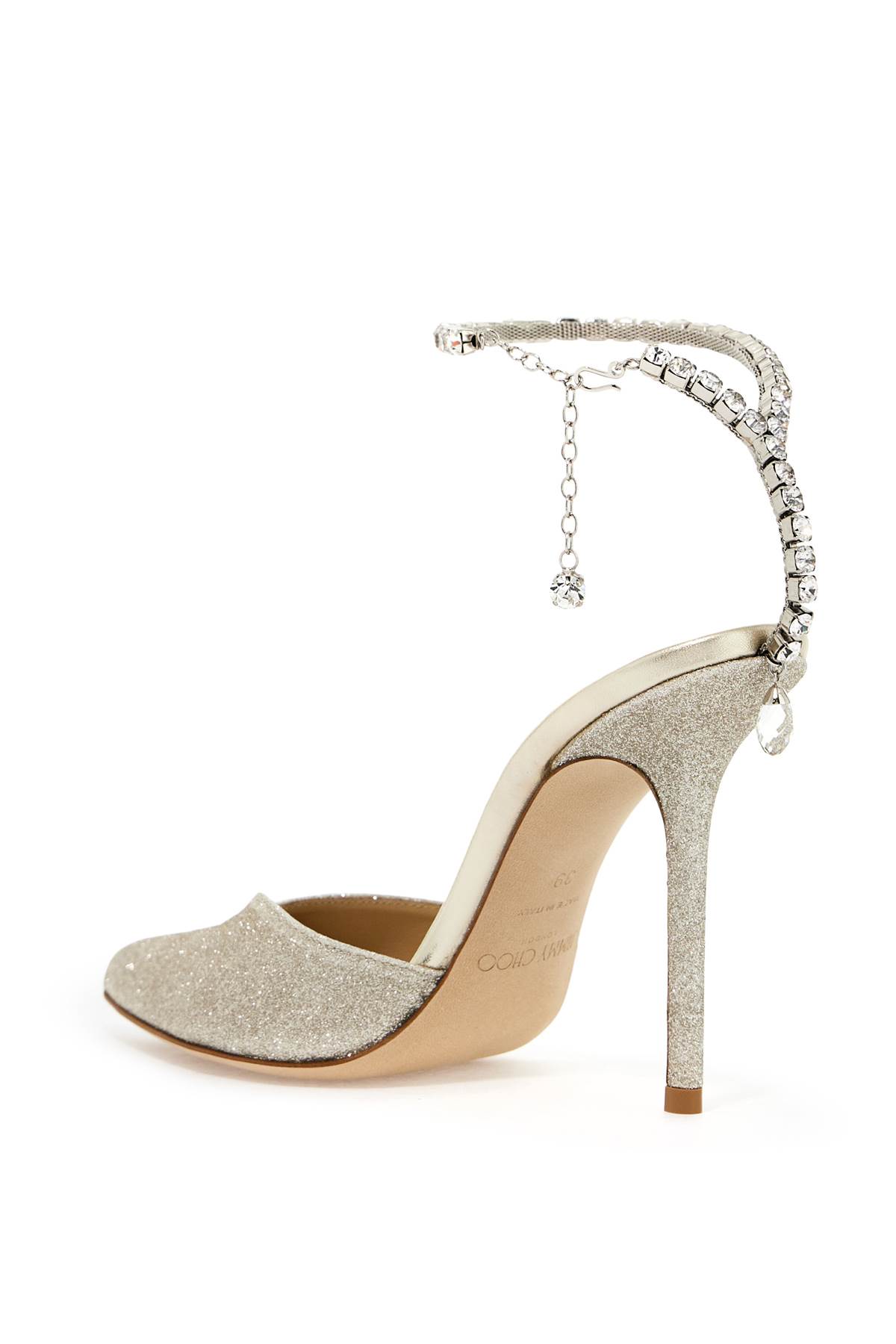 Shop Jimmy Choo Saeda 100 Pumps In Platinum Ice Crystal (silver)