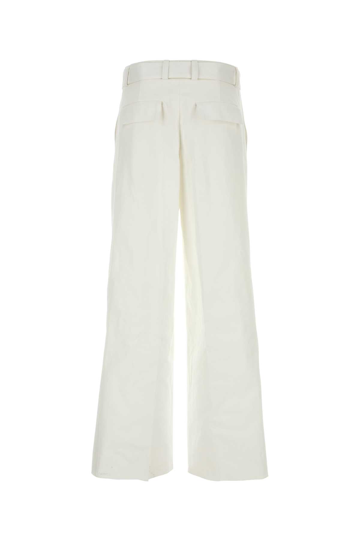 Shop Jil Sander White Cotton Wide-leg Pant In 100