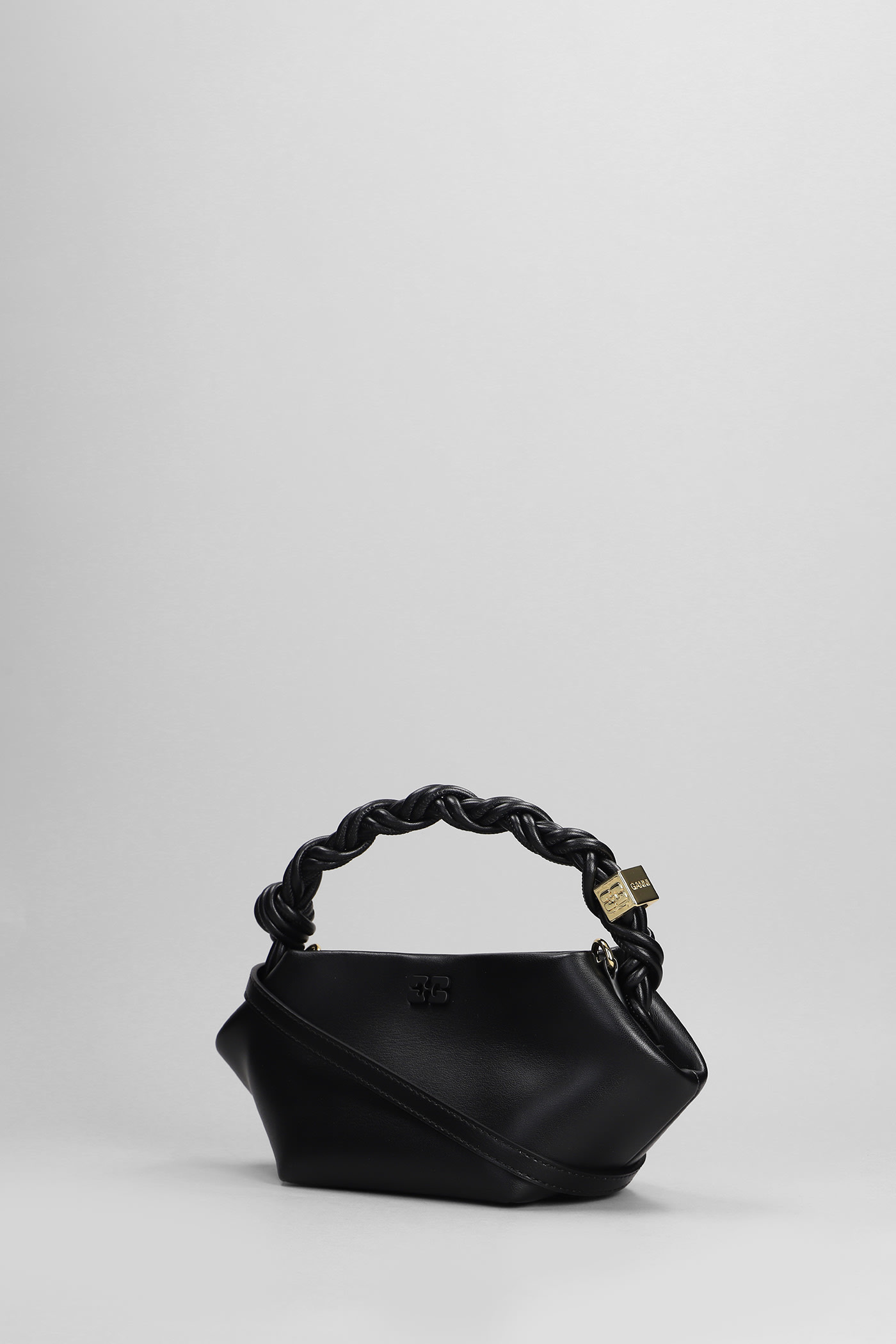 Shop Ganni Bou Bag Mini Shoulder Bag In Black Leather