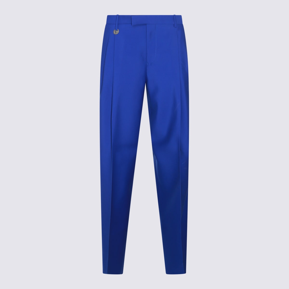 Shop Burberry Blue Wool Pants In Knight
