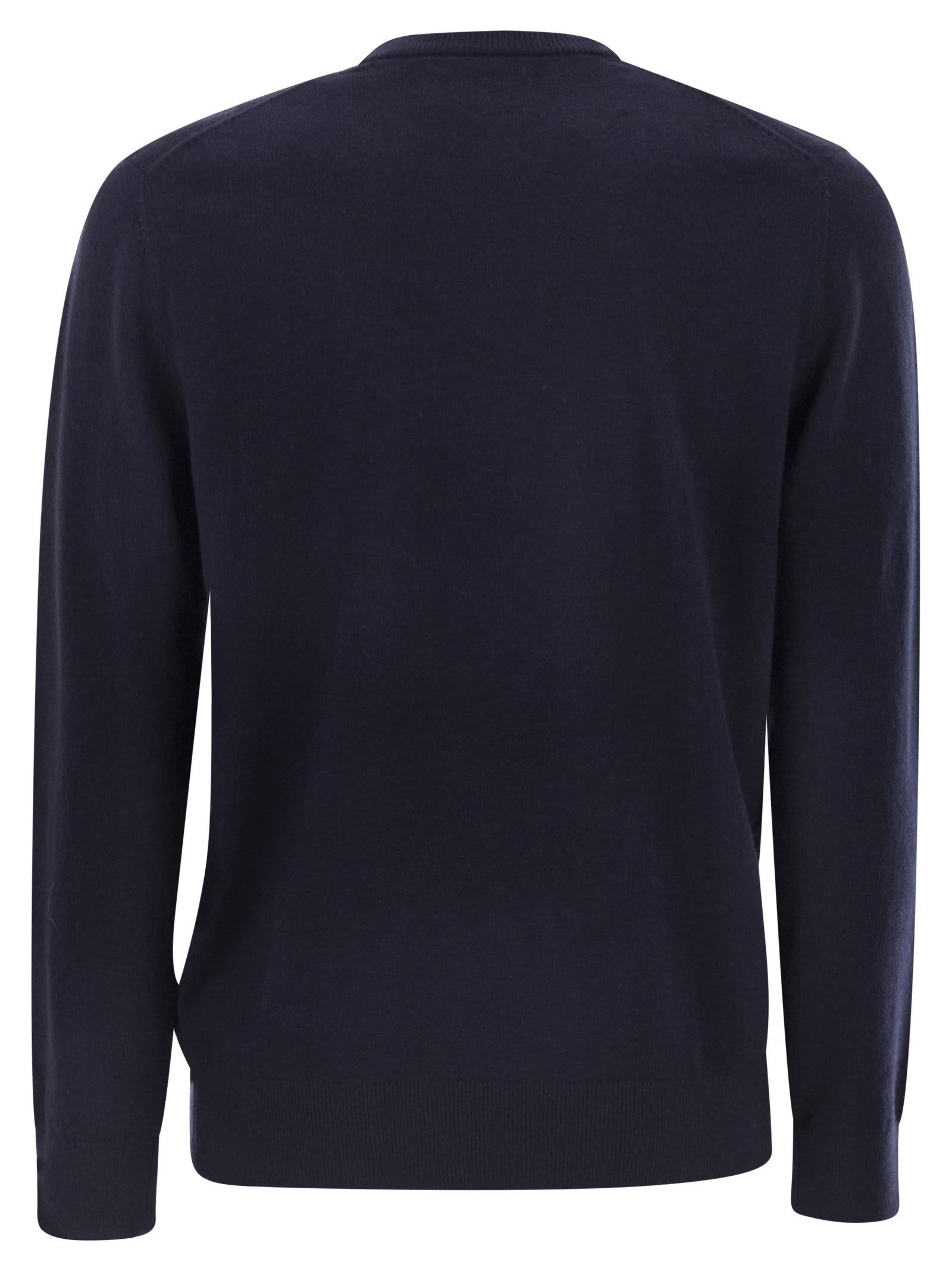 Mc2 Saint Barth Heron - Crew Neck Jumper With Embroidery On The Chest In Blue