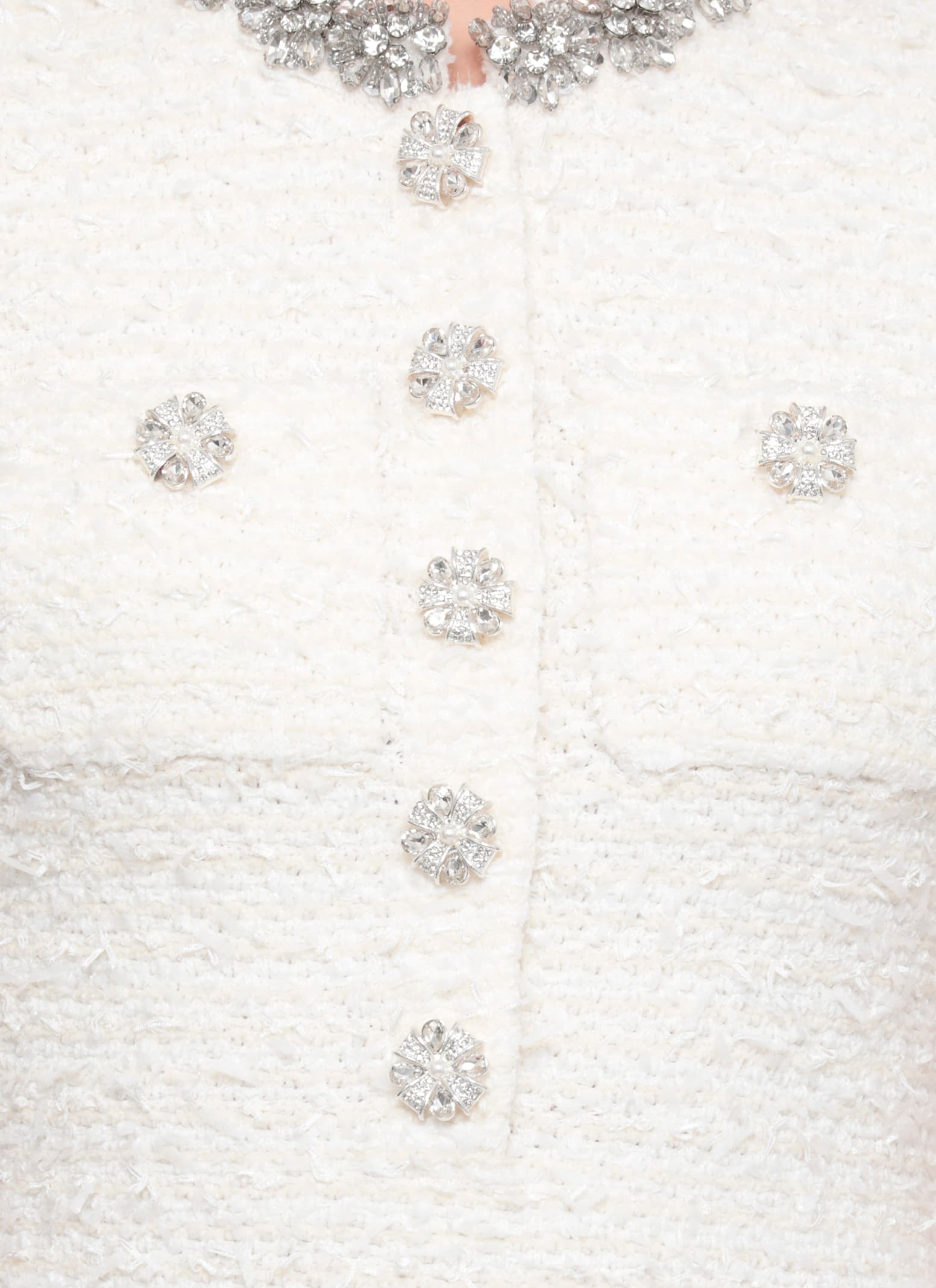 Self-portrait Knee Length Dress With Crew Neck And Pockets In White