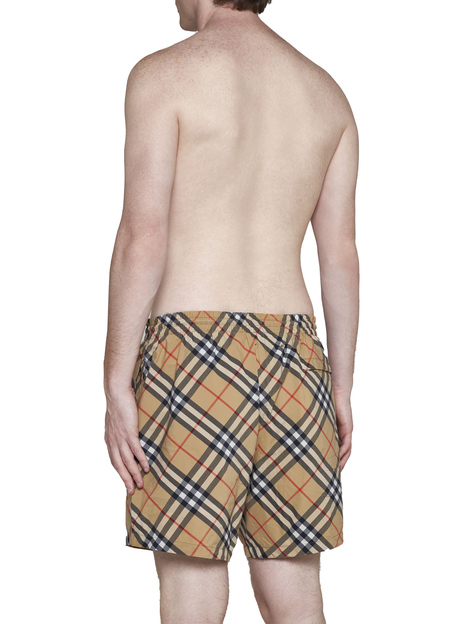 Shop Burberry Swimming Trunks In Sand Ip Check