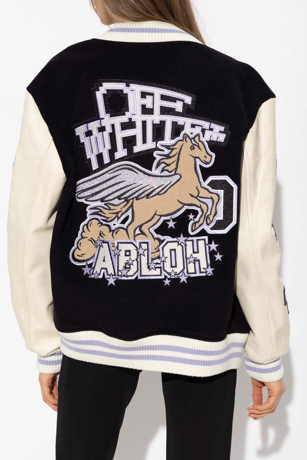 Off-White c/o Virgil Abloh Black Diagonal Brushed Varsity Jacket