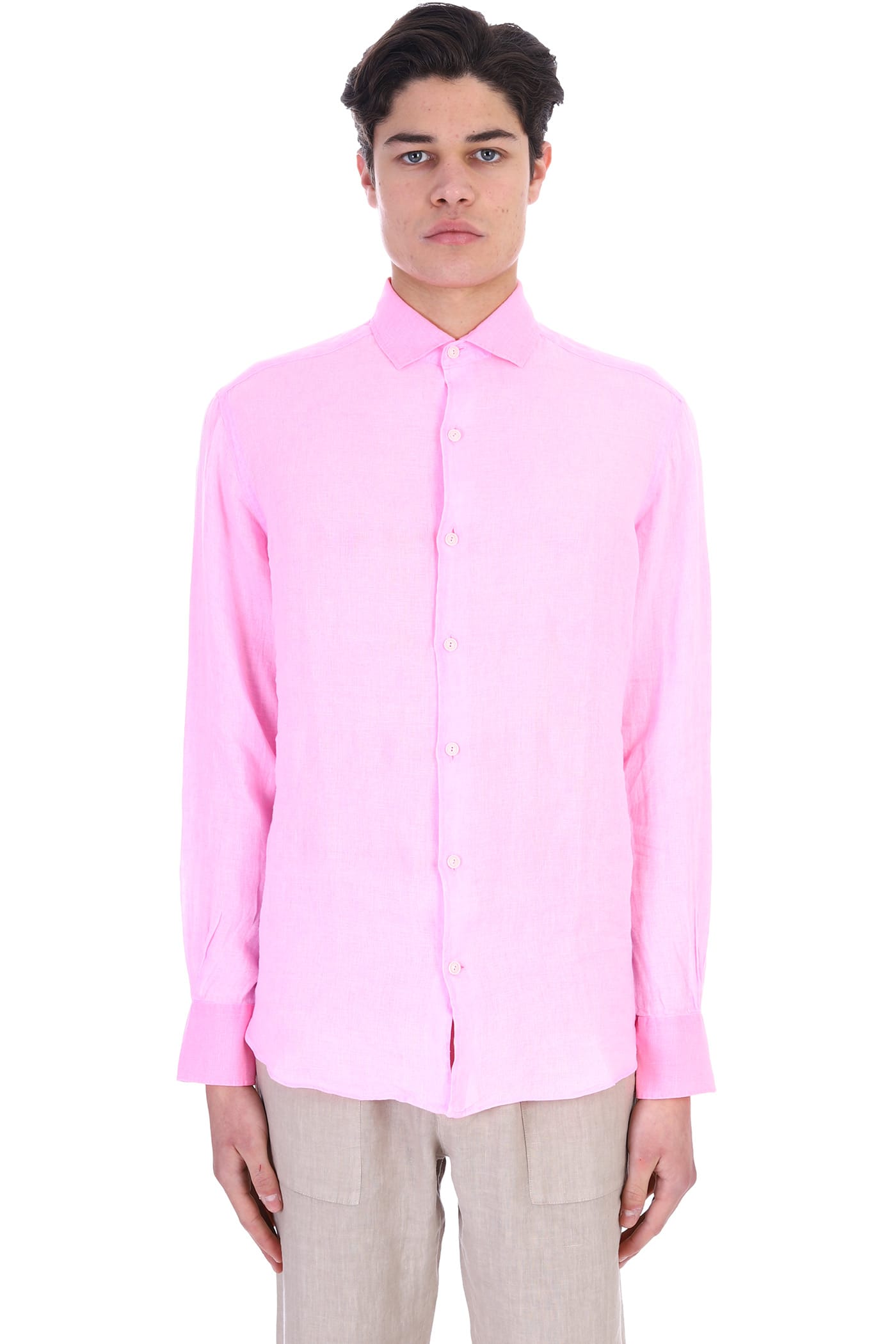 MC2 Saint Barth Shirt In Rose-pink Linen