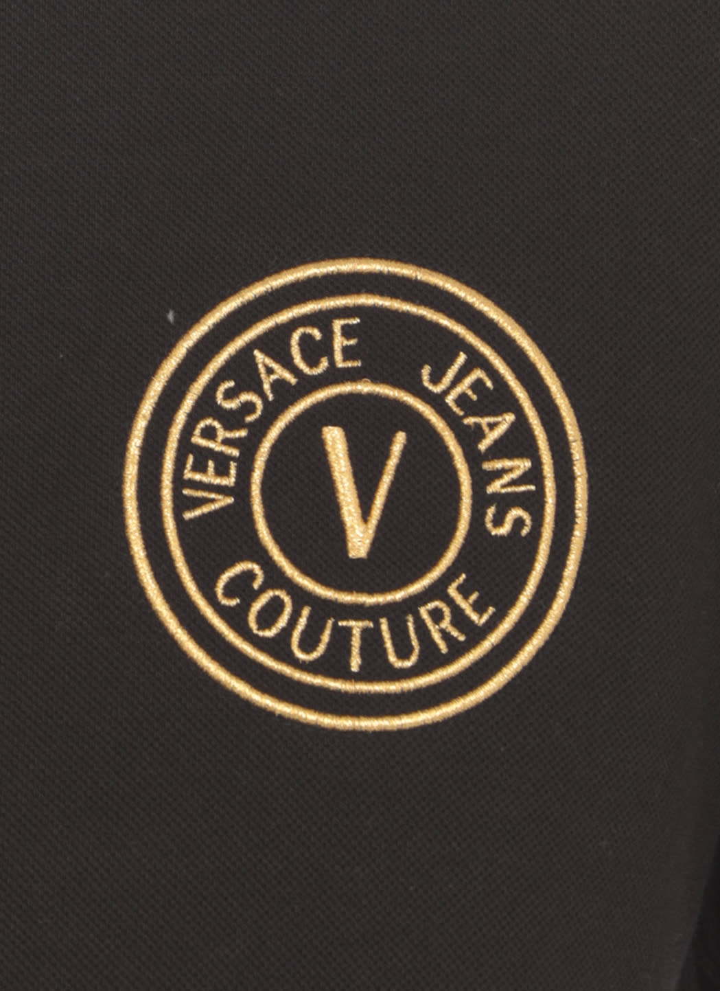 Shop Versace Jeans Couture Logoed Polo Shirt In Black
