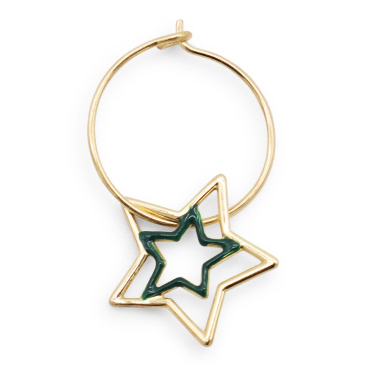 Aliita Bottle Green Gold Metal Estrella Earring