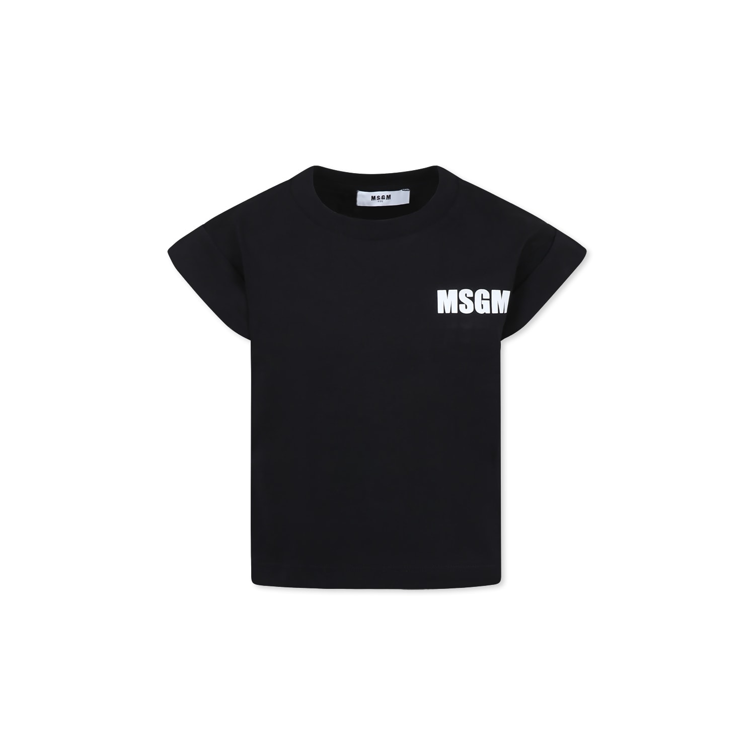 Msgm Black T-shirt For Girl With Logo In Black