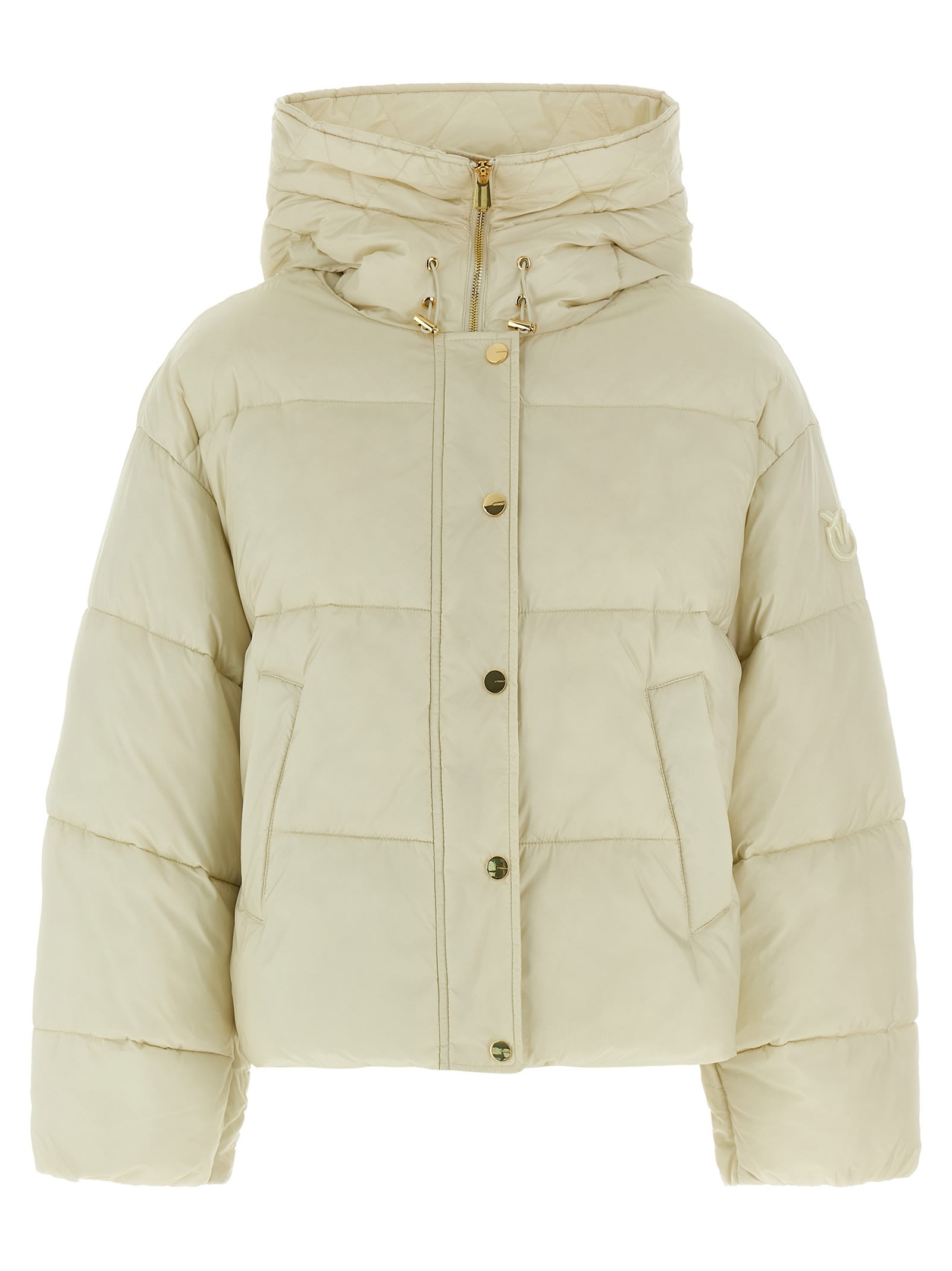 Pinko Quilted Hooded Jacket Front Pockets In Multi
