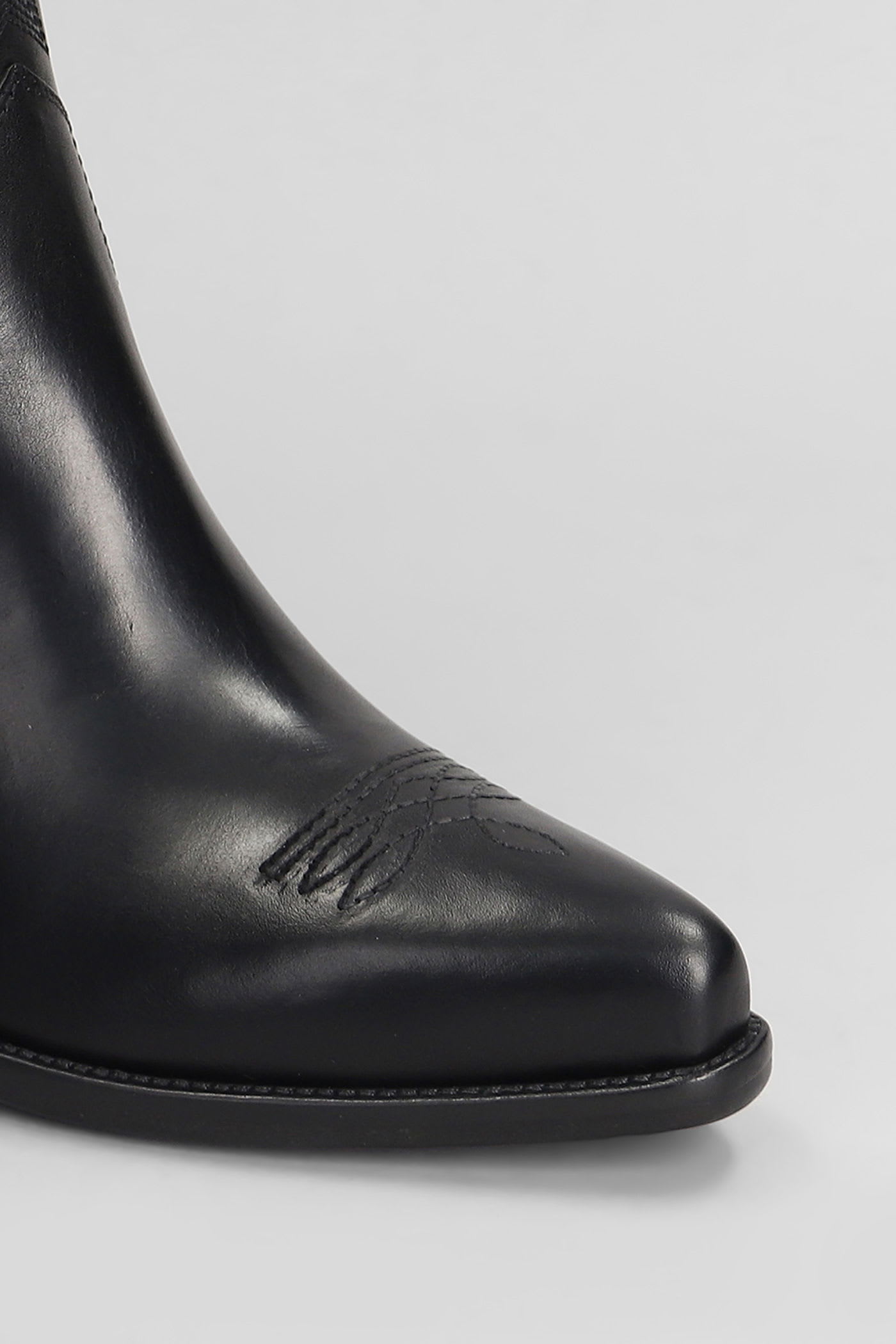 Golden Goose 70 Wish Star Texan Ankle Boots In Black Leather In Black