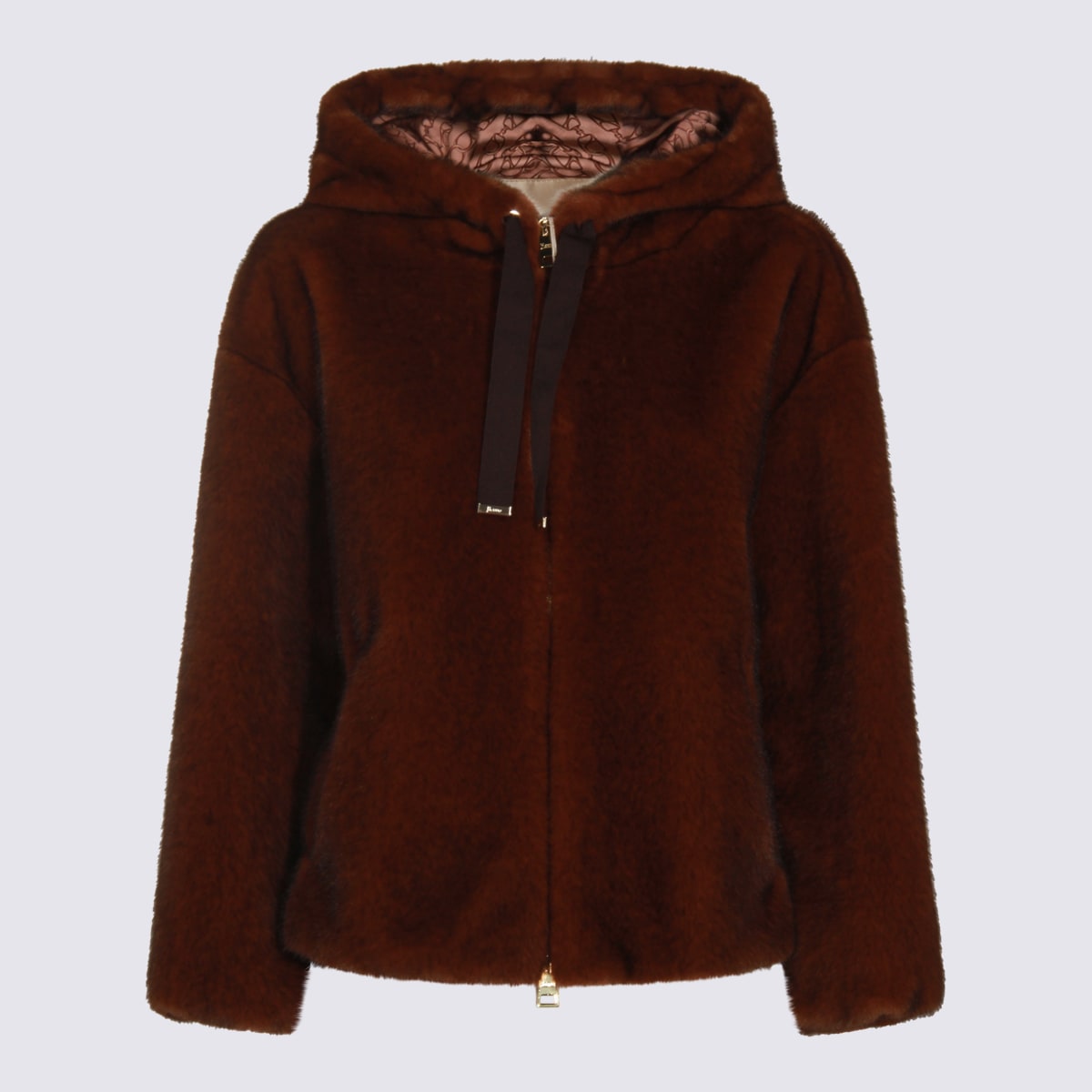Herno Dark Brown Cotton Casual Jacket In Red