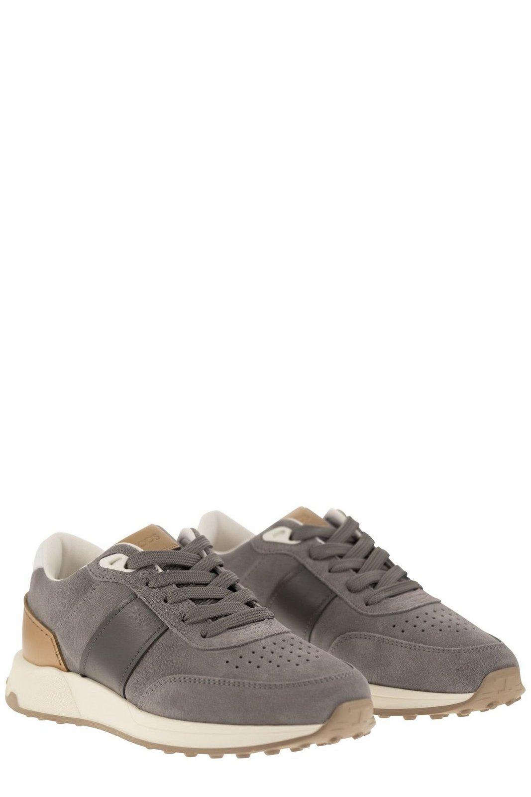 Shop Tod's 1t Panelled Lace-up Sneakers In Grey