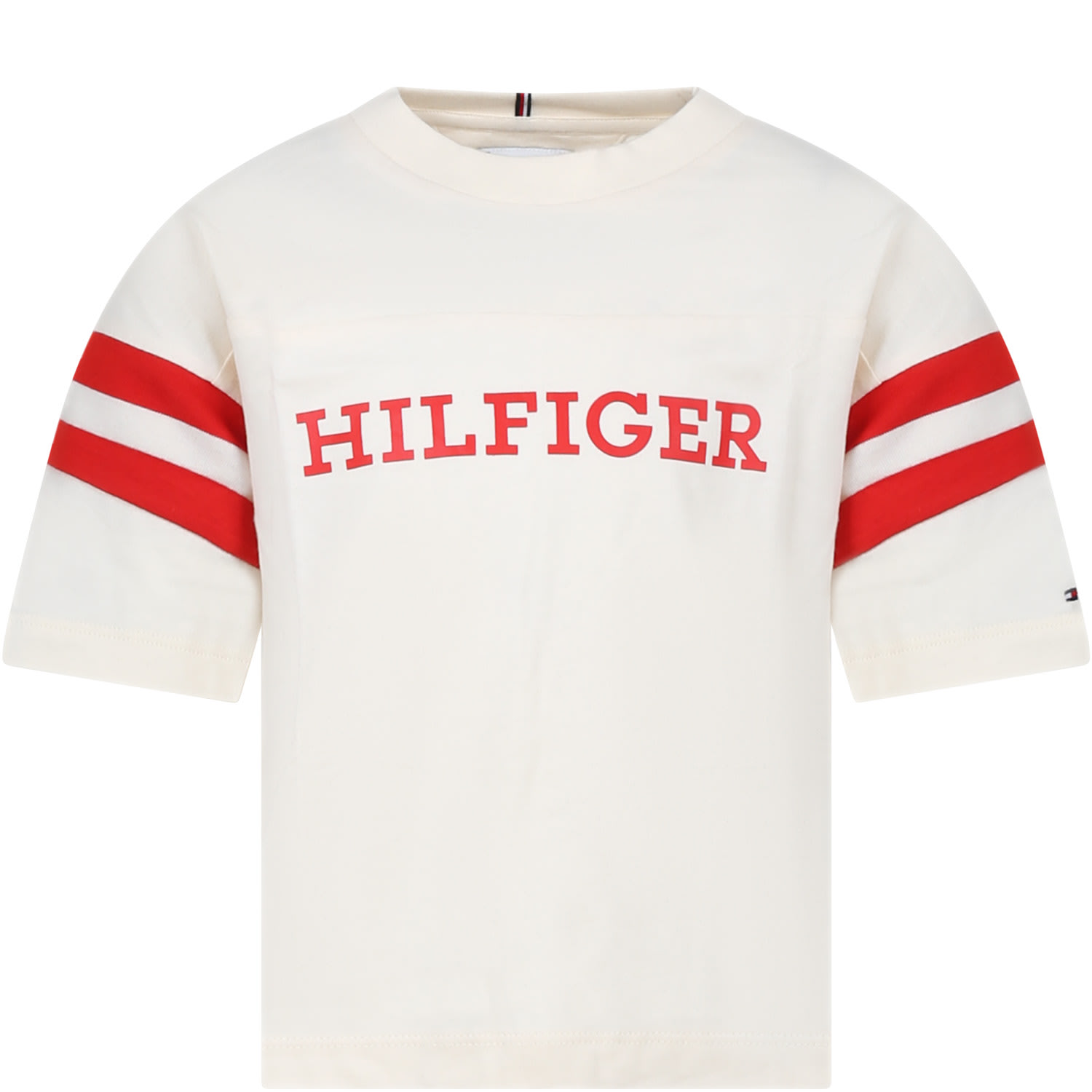 Tommy Hilfiger Kids' Ivory T-shirt For Girl With Logo