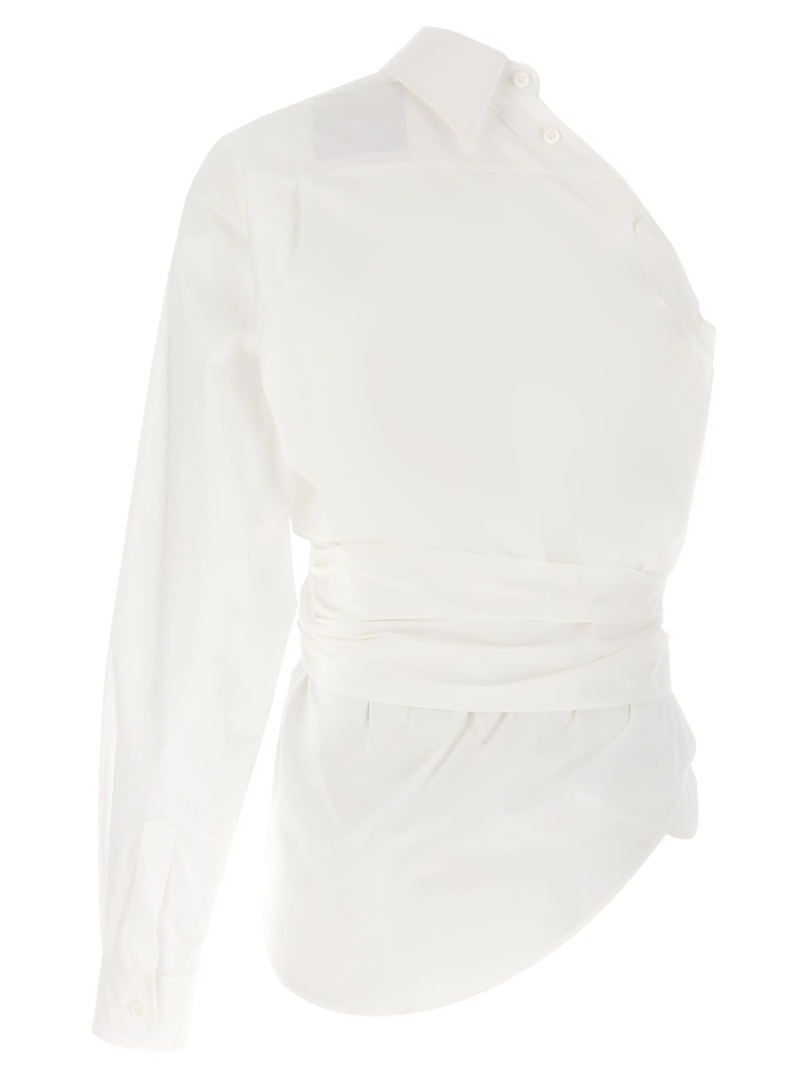 Shop Moschino One-shoulder Shirt In White
