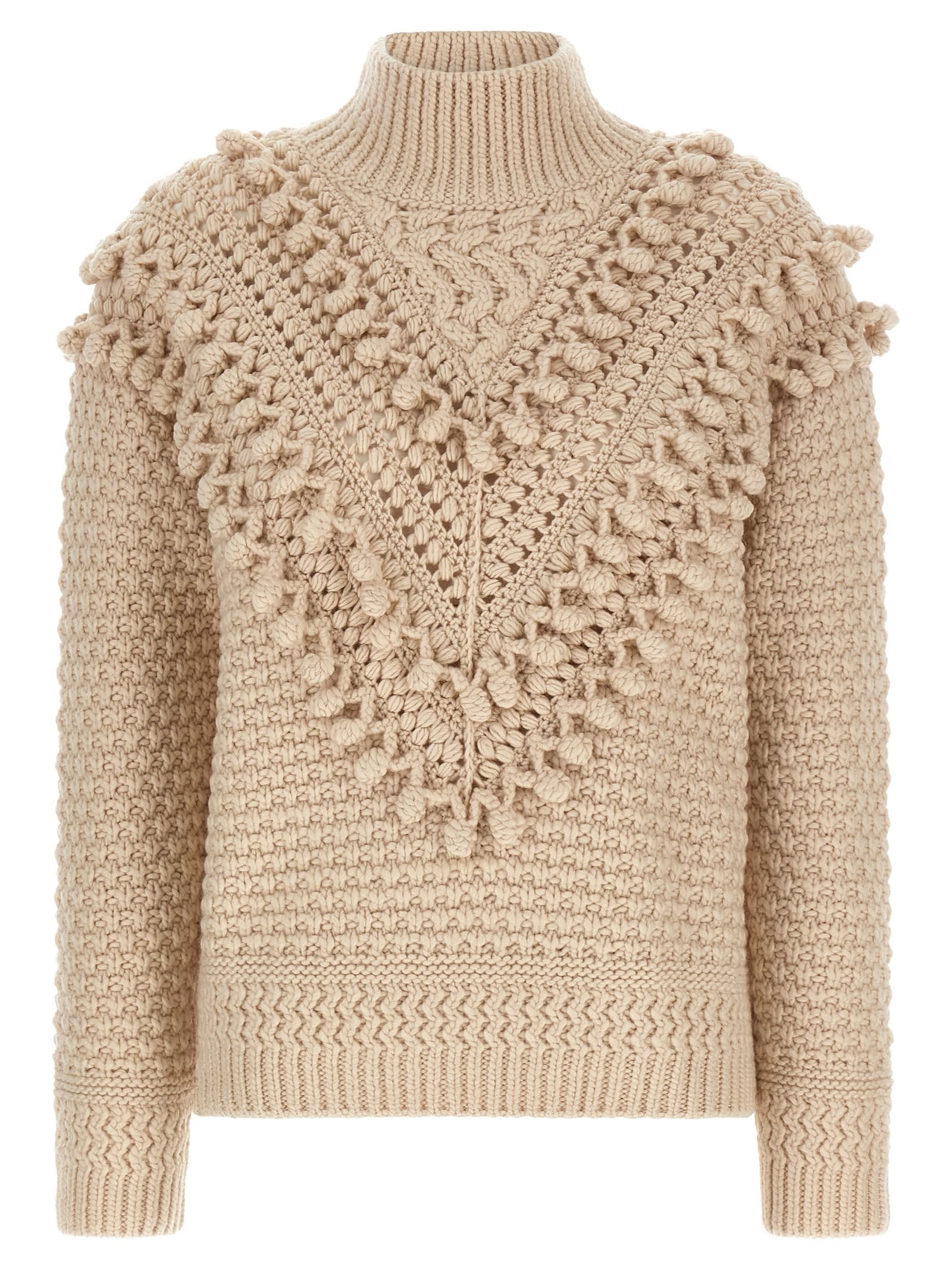 Zimmermann Hypnotic Bauble Pompom-detail Sweater In Neutral