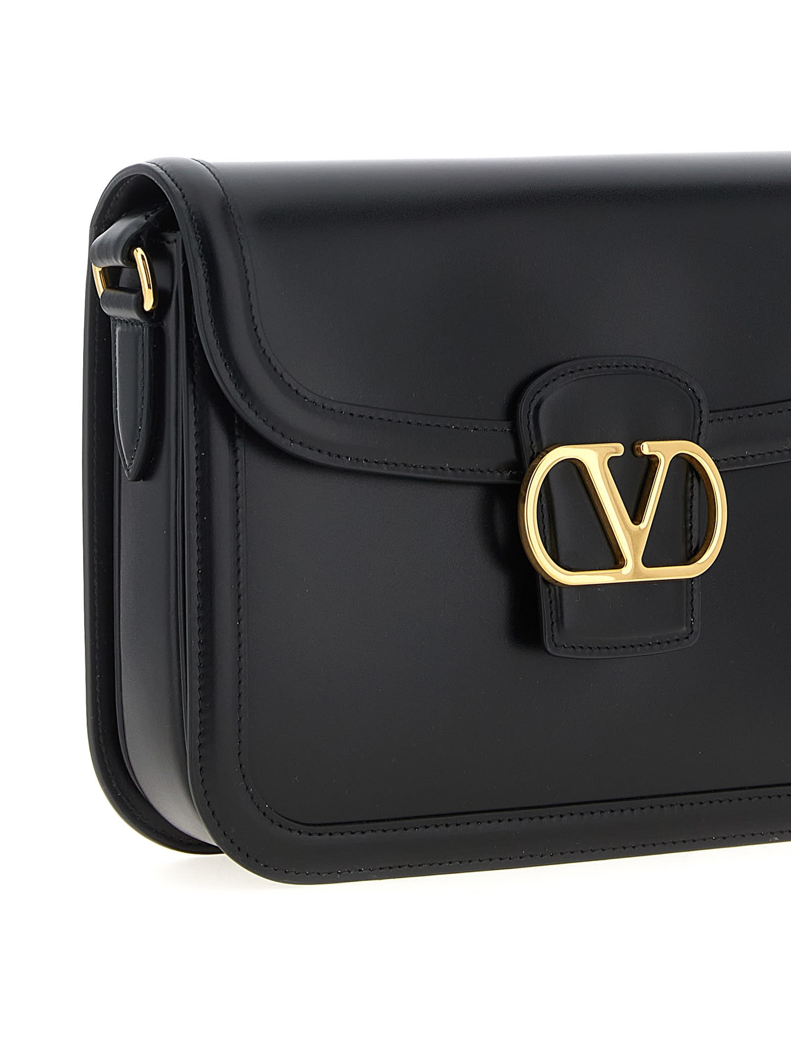 Valentino Small Vlogo Signature Flap Shoulder Bag In Black