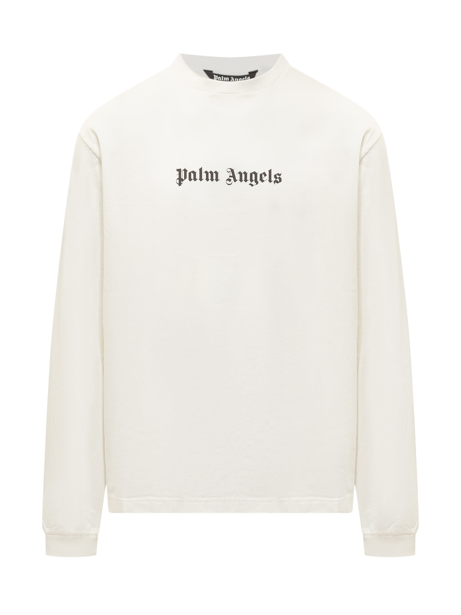 Shop Palm Angels T-shirt With Logo In Off White-black