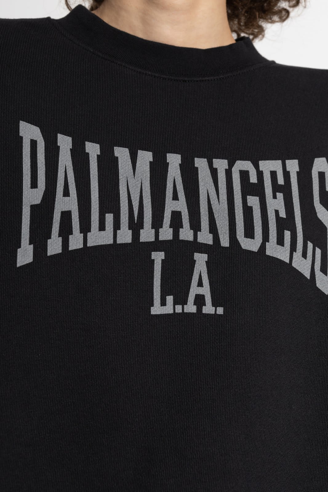 Shop Palm Angels Logo Printed Crewneck Sweatshirt In Black Grey